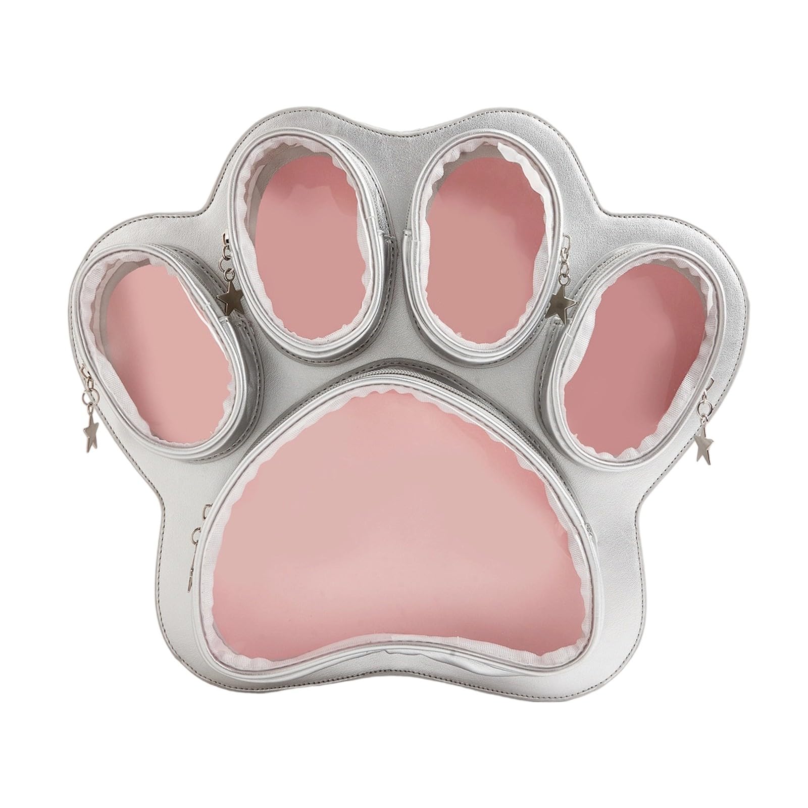 Generisch 2026 Zaino Carino Zaino con Gatti in Pelle PU, Borsa a tracolla con Display a Pin Bambola e Borsa Trasparente per Ragazze e Donne, argento, Taglia unica per tutti, Zaino duffel