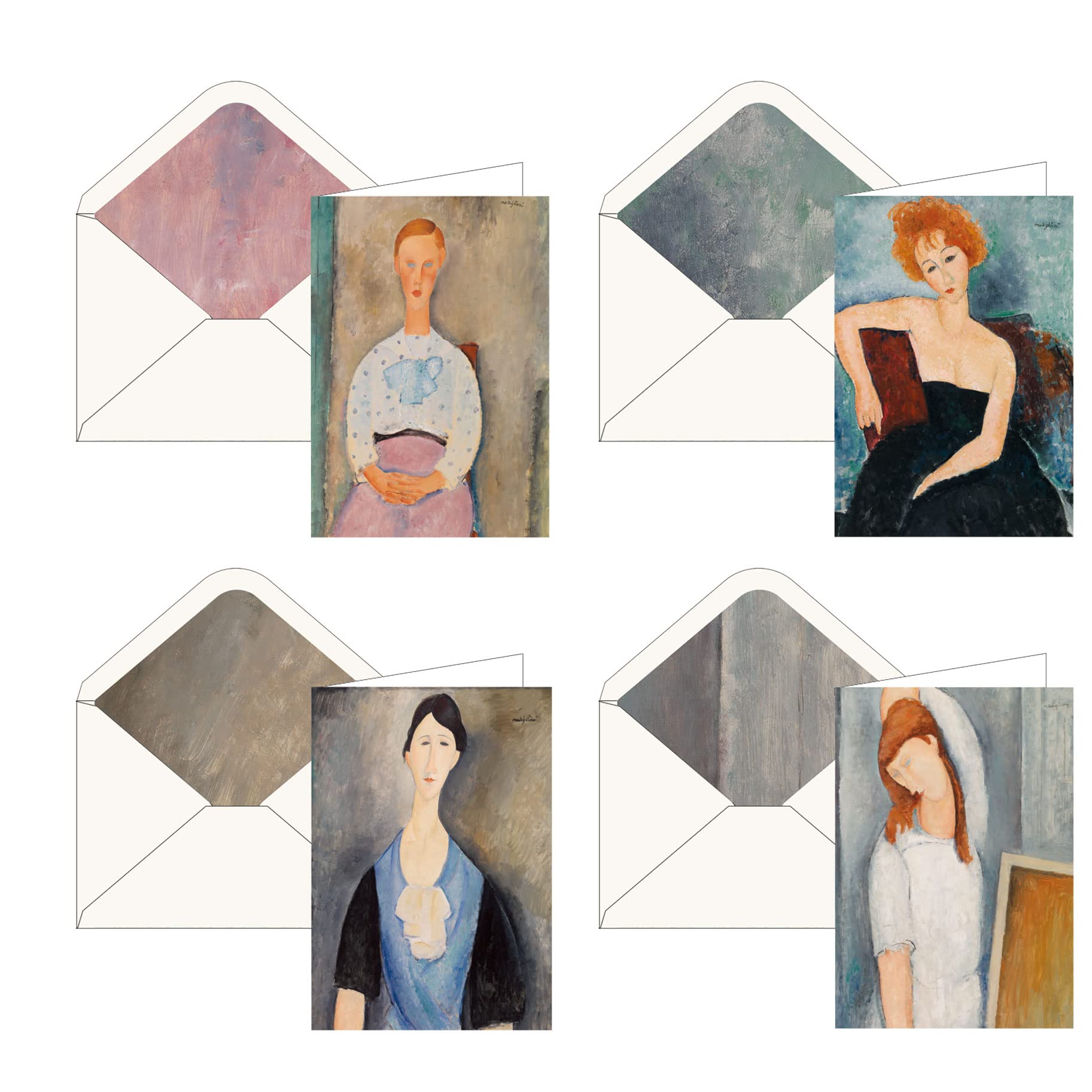 RainCaper Fine Art Keepsake 5x7 Blank Stationery Greeting Note Cards With Decorative Envelopes, Gift Boxed Set of 16 | 300 GSM Cardstock (Barnes/Modigliani)