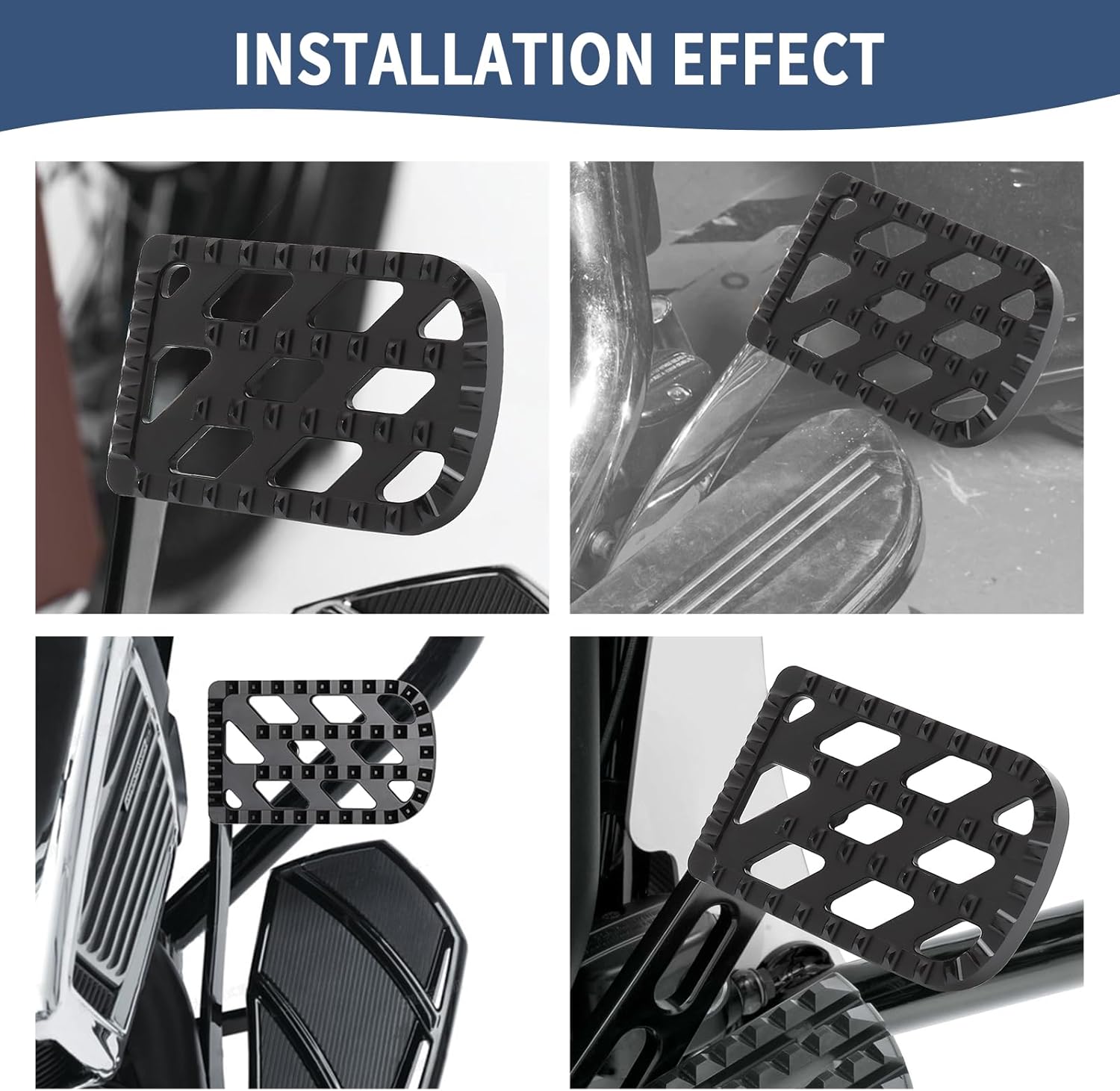 Mx Brake Pedal Pad Fit For Harley 1980-later Touring Street Glide Road King Road Glide Electra Glide 2012-2016 FLD 1986-2017 FL Softail Fat Boy Cross Bones (Black)