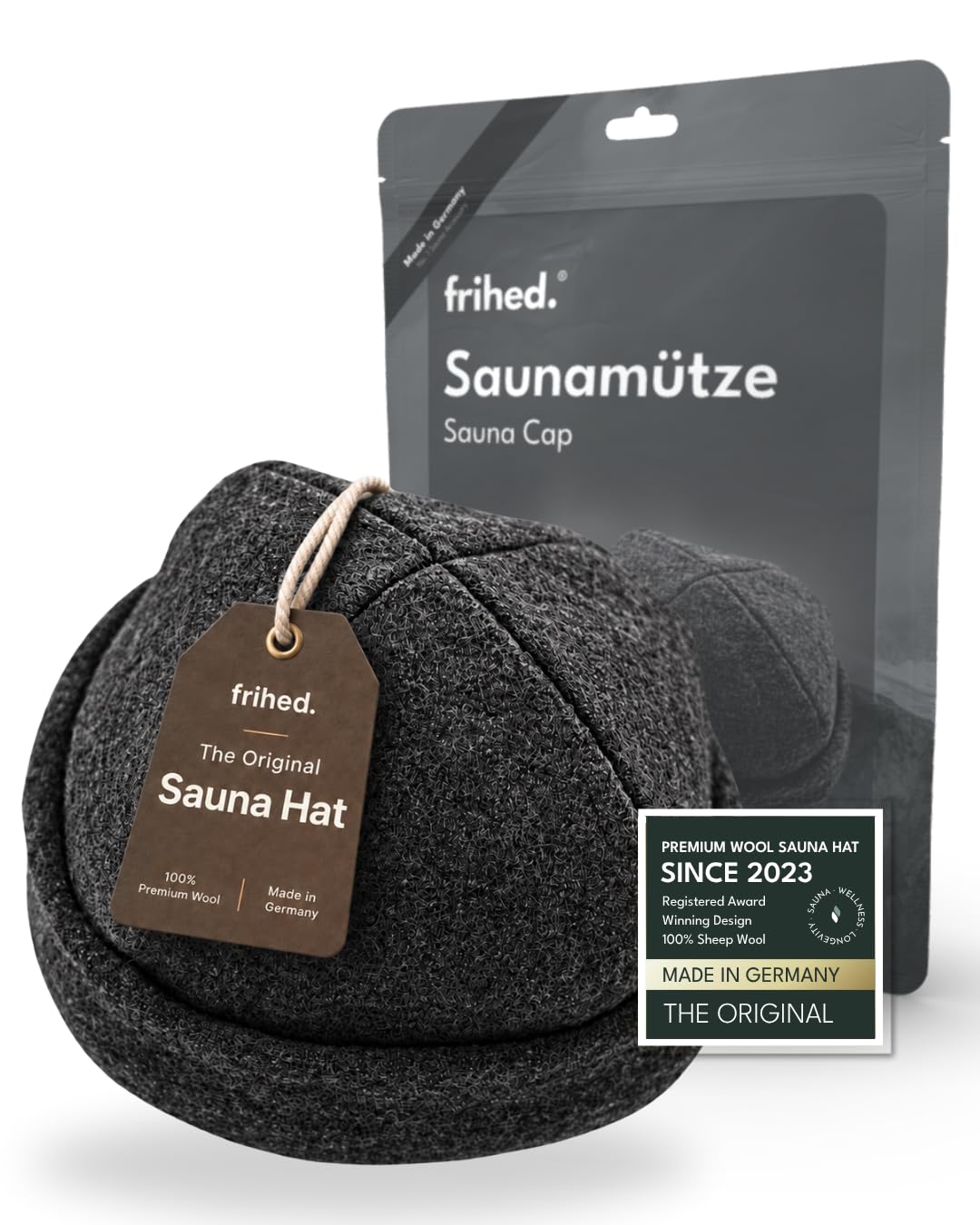 frihed. Sauna hat - Made of woolwalk - 100% Sheep's Wool - Premium Sauna Accessory - Flexible Size - Made in Germany