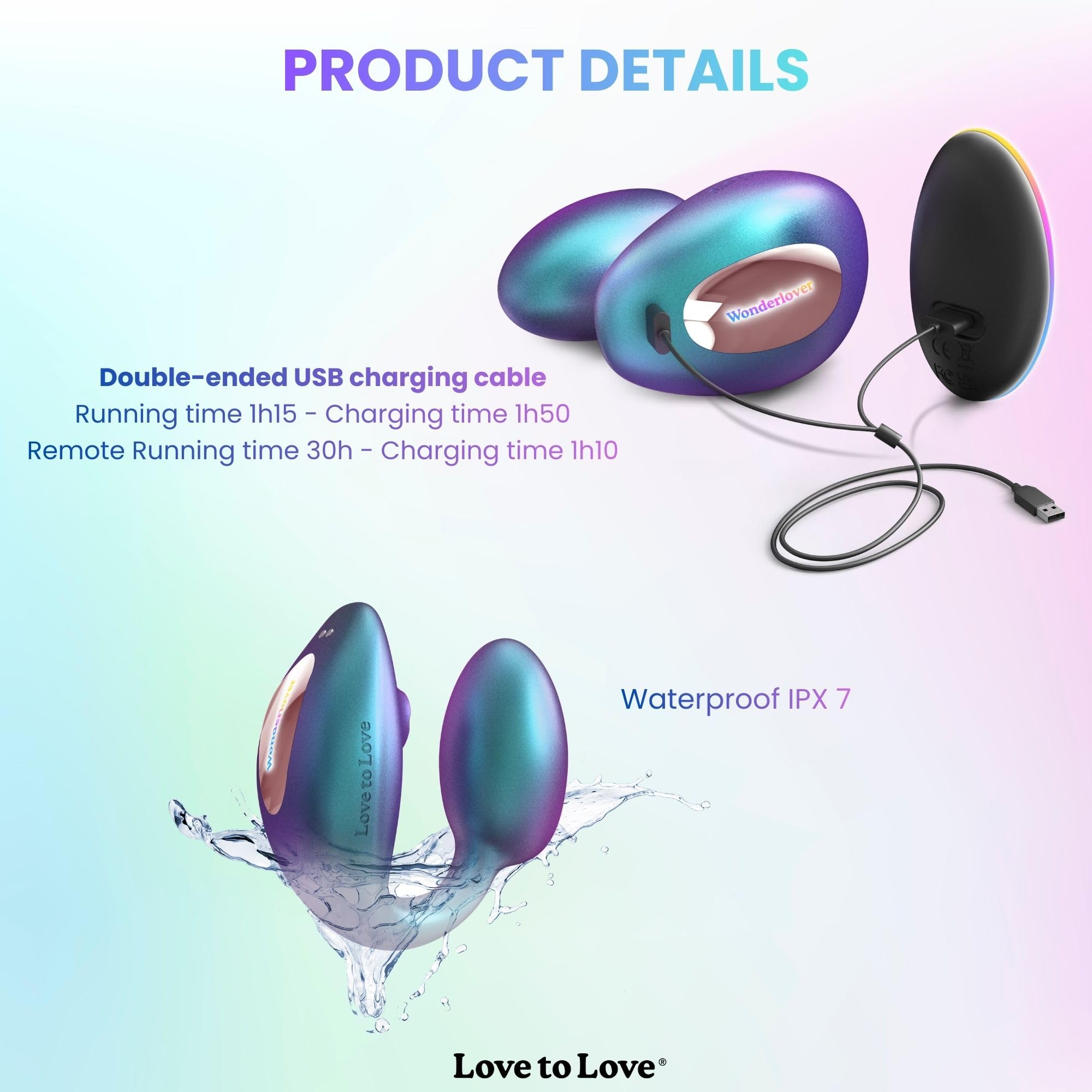 Love to Love Wonderlover – Sex toy ovetto vibrante con telecomando a distanza, doppia stimolazione clitoride & punto G, tecnologia flapping, 9 modalità, impermeabile, utilizzo a mani libere