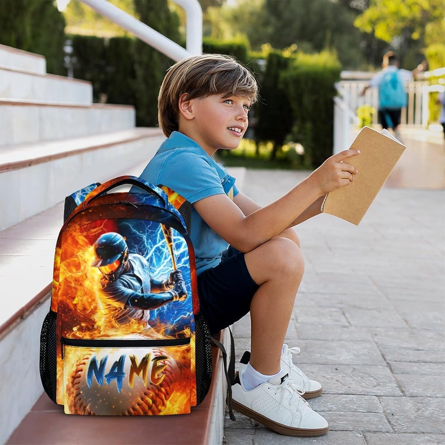 Backpack for Boys, Personalized Baseball Backpacks for Kids Teens Elementary Middle Primary High Senior, 17 Inch Lightweight Custom Sport Bookbag for Ages 6-18 Back to School Travel - Image 2