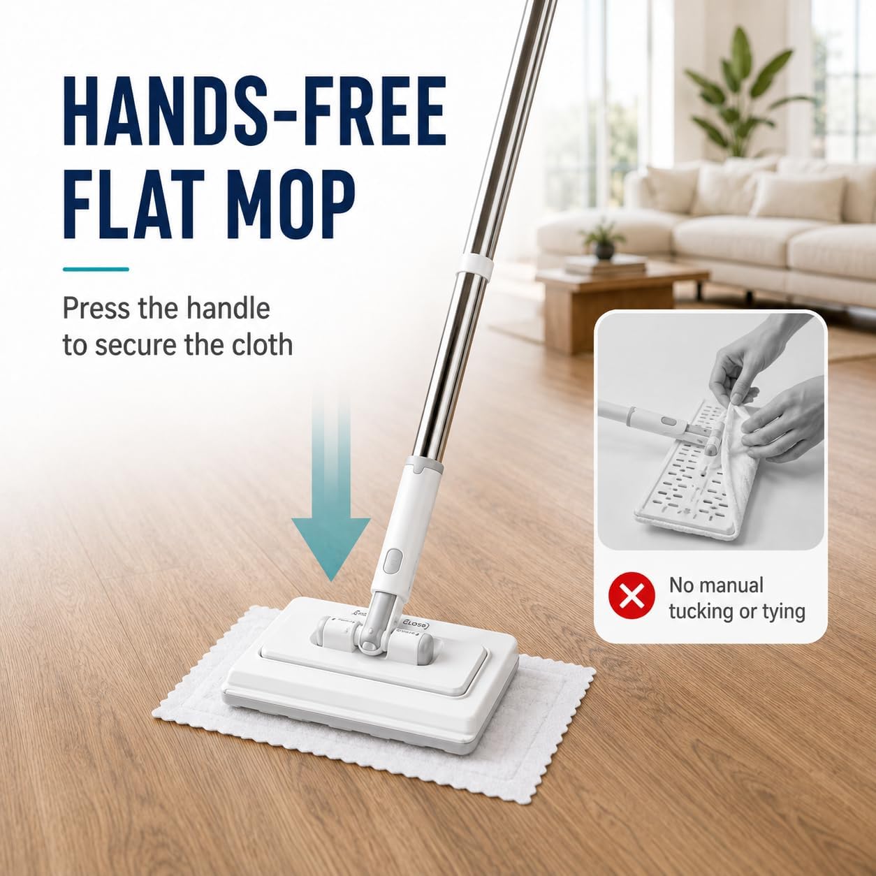 Hands Free Multi Purpose Flat Mop, Easy Tap Snap Grip Mini Mop