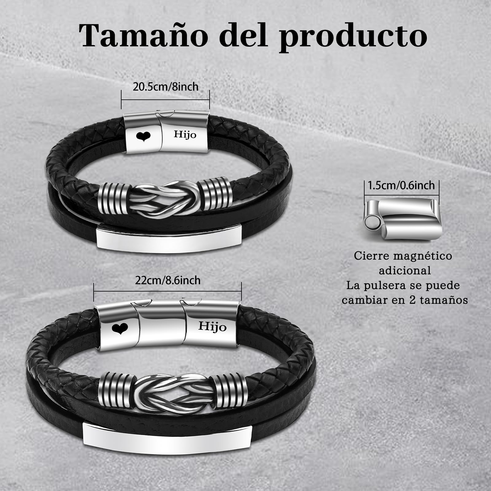 VU100 Regalo para Hijo/Hombre/Papá Pulsera de Cuero para Hombre Te Amo Pulsera Regalo inspiración Regalo de Cumpleaños para Hijo Papá Novio Esposo-Con Caja de Regalo