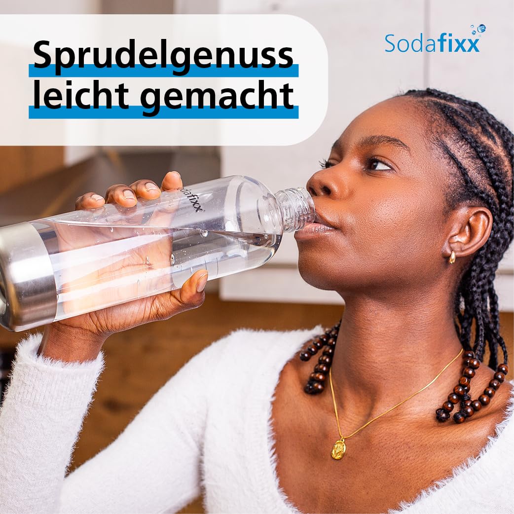 Wassersprudler Schwarz - Soda Maker + 1 PET Wasserflasche 0,85L - Sprudelwasser Maschine ohne Strom - Wasser Sprudel Gerät für 60L CO2 Zylinder - Sprudelwasser Flasche - Soda Wassersprudler