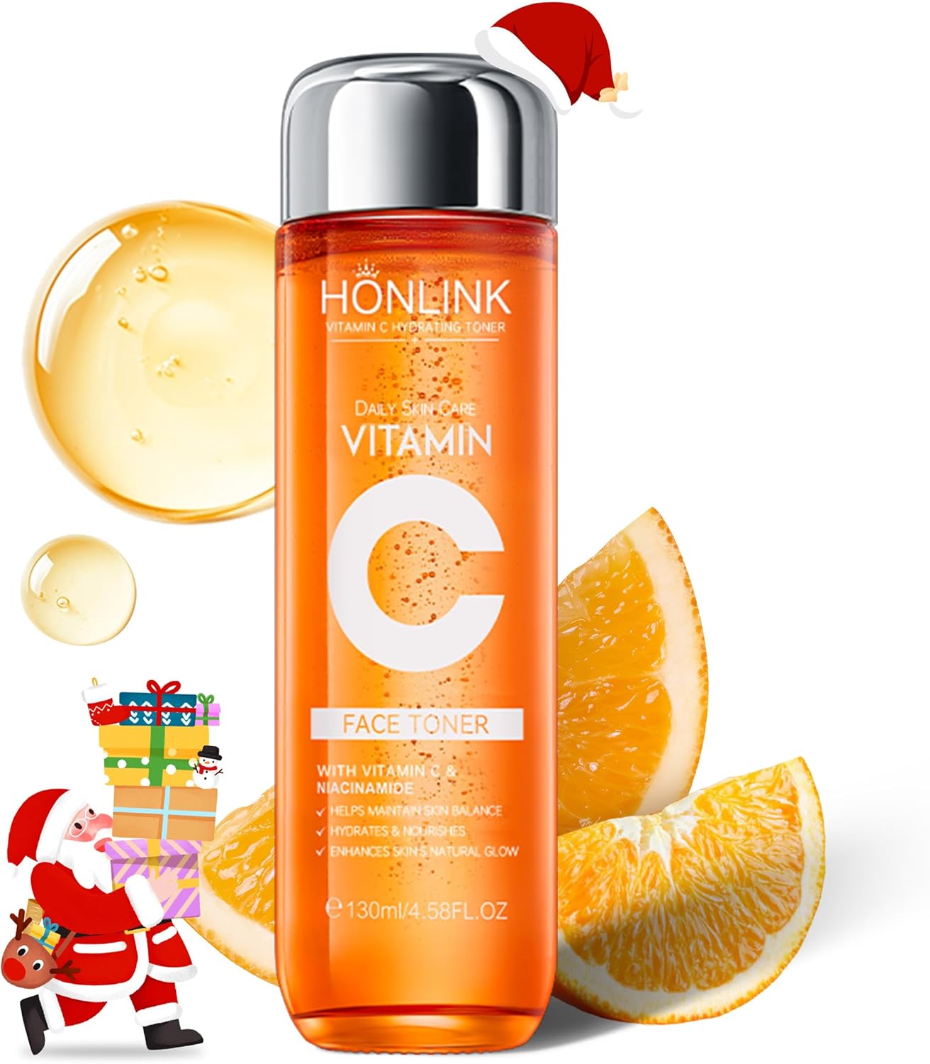 5X Vitamin C Toner HONLINK Facial Care Toners, Hyaluronic Acid Hydrating Facial Treatment for Even Skin Korean Tone, Safe Glowing Skin 130ml,K-Beauty,Tk Popular Skin Care Products (1 Bottle Toner)