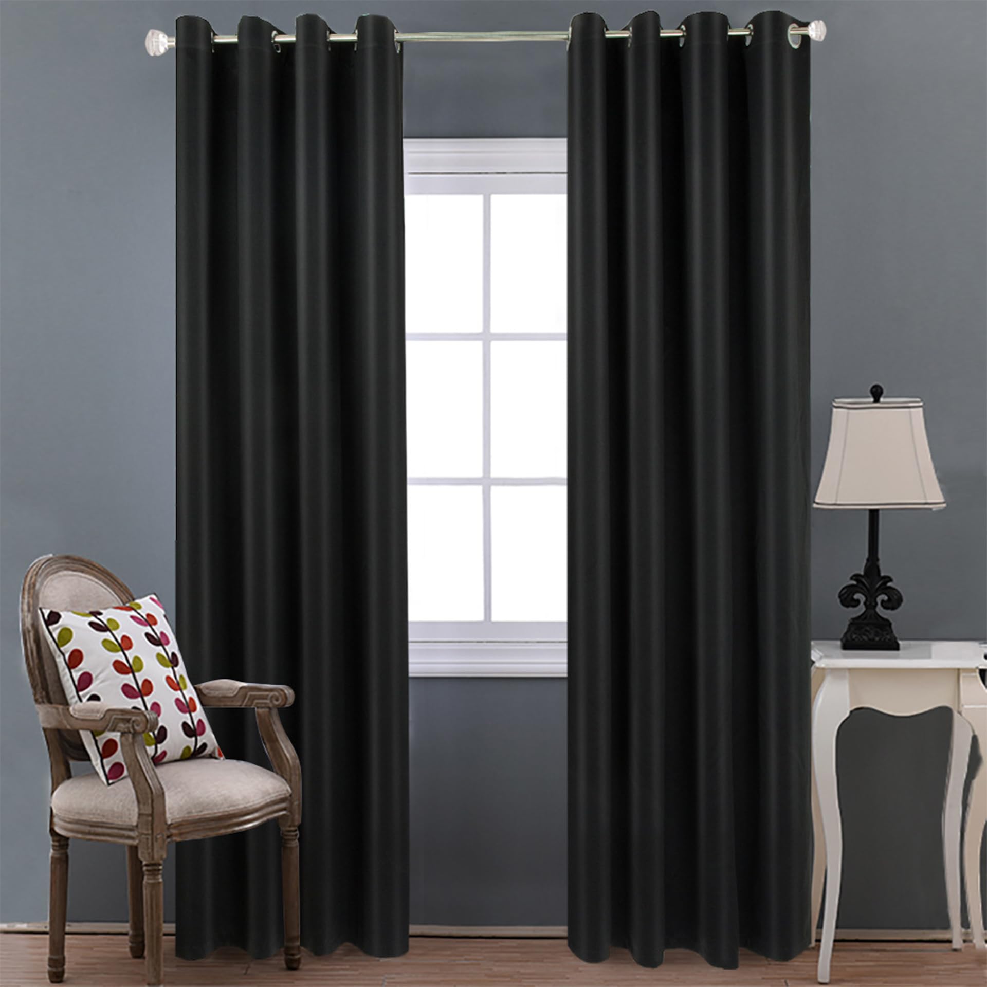 Rideau Occultant Thermiques 110 x 320 cm Rideau Occultant Thermiques Anti Froid Différentes Tailles et Couleurs Disponibles pour Maison Chambre Fenetre, Noir