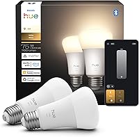 Vista 1 de Philips Hue Smart LED A19 Bulb, Warm White Light 2700K, E26 Base, 10.5W, 1100 Lumens, Dimmable, Works with Alexa, Google Assistant, and Apple Home