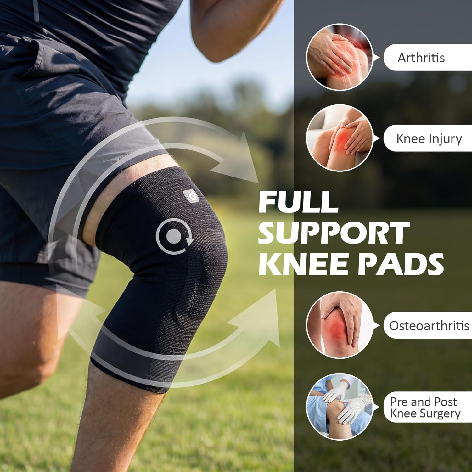 GOOGAH Knee Compression braces 2-Pack - Pain Relief Support for Arthritis, ACL & Meniscus Tears | Breathable Nylon Knee Sleeves for Men & Women | Sizes XXS-2XL