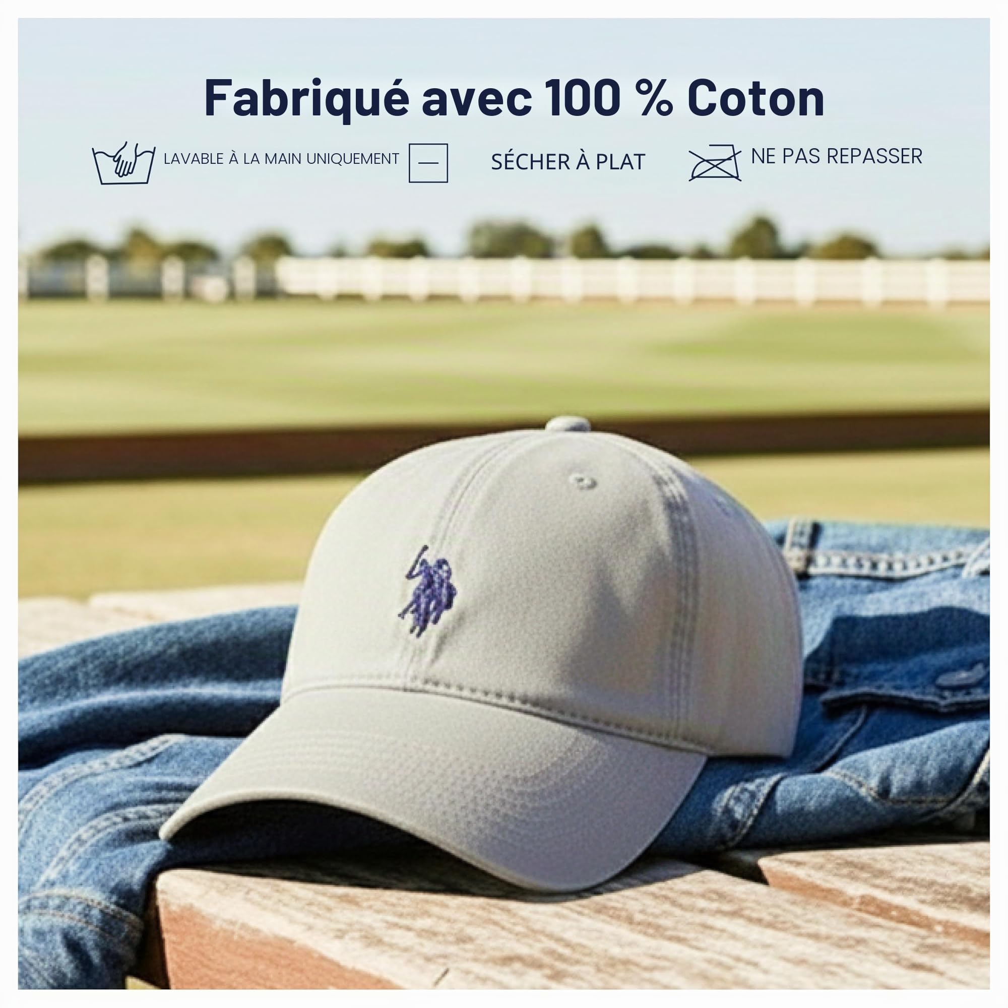 U.S. Polo Assn. Mens Washed Twill Cotton Adjustable Baseball Hat with Pony Logo and Curved Brim - Casquette de Baseball - Homme