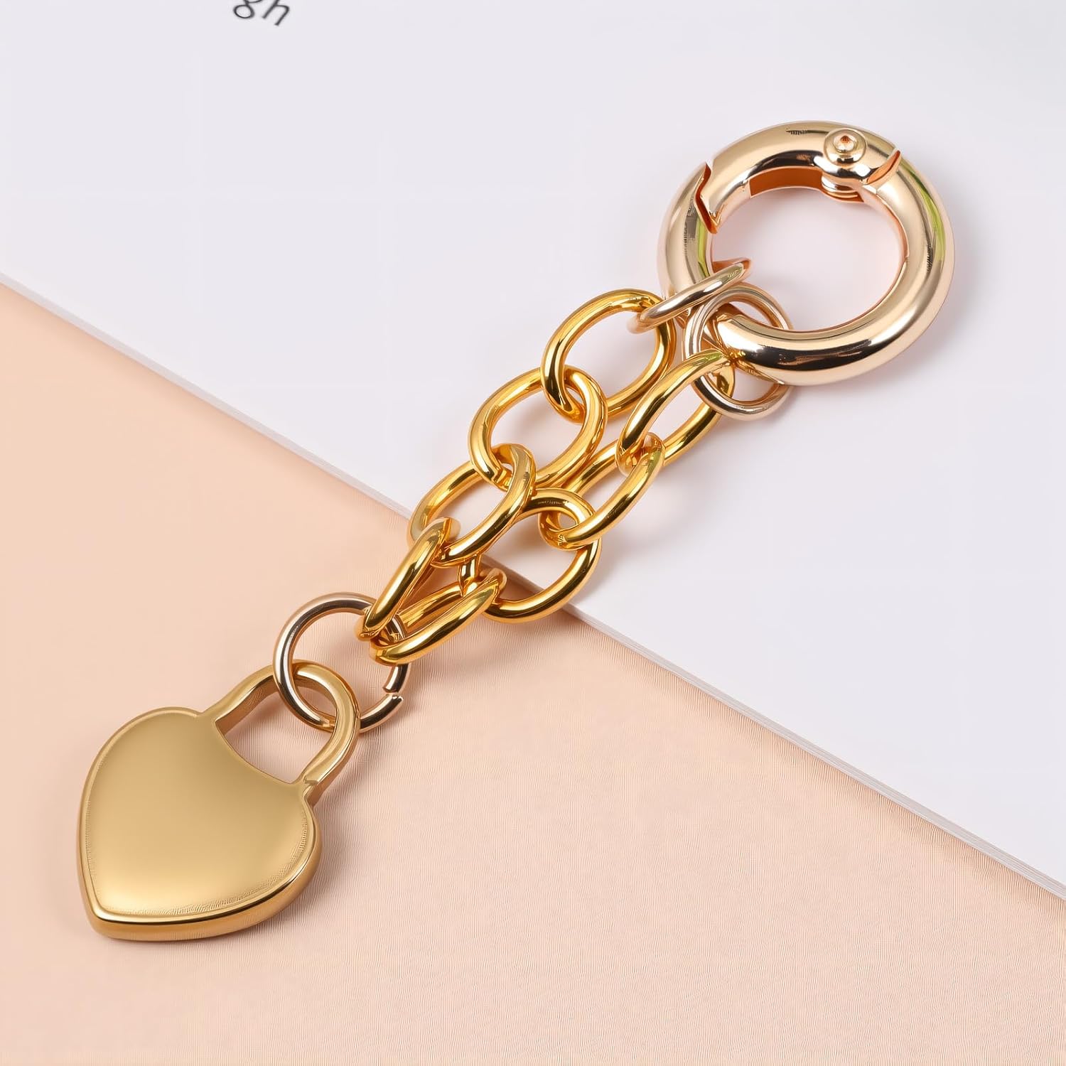 Bremorou Purse Charms Gold Heart Padlock Bag Charms Delicate Gold Heart Shaped Keychains Accessories Fashion Bag Accessories For Women Handbag Purse Charm - Image 5