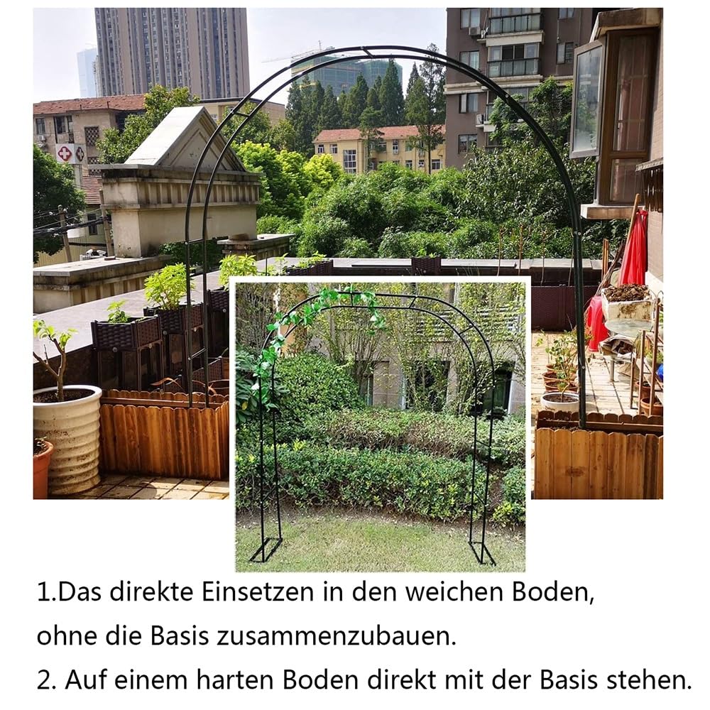 ZYXWLC Gartenbogen - Rosenbogen Halbbogen Torbogen Metall Wetterfest Gartenbogen Rankhilfe Mit Verzierung 150cm 180cm 220cm 240cm W (Farbe : Schwarz, Größe : W220xH240x40cm