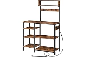 HOOBRO Bakers Rack with Power Outlet - The Perfect Dorm Kitchenette Solution
