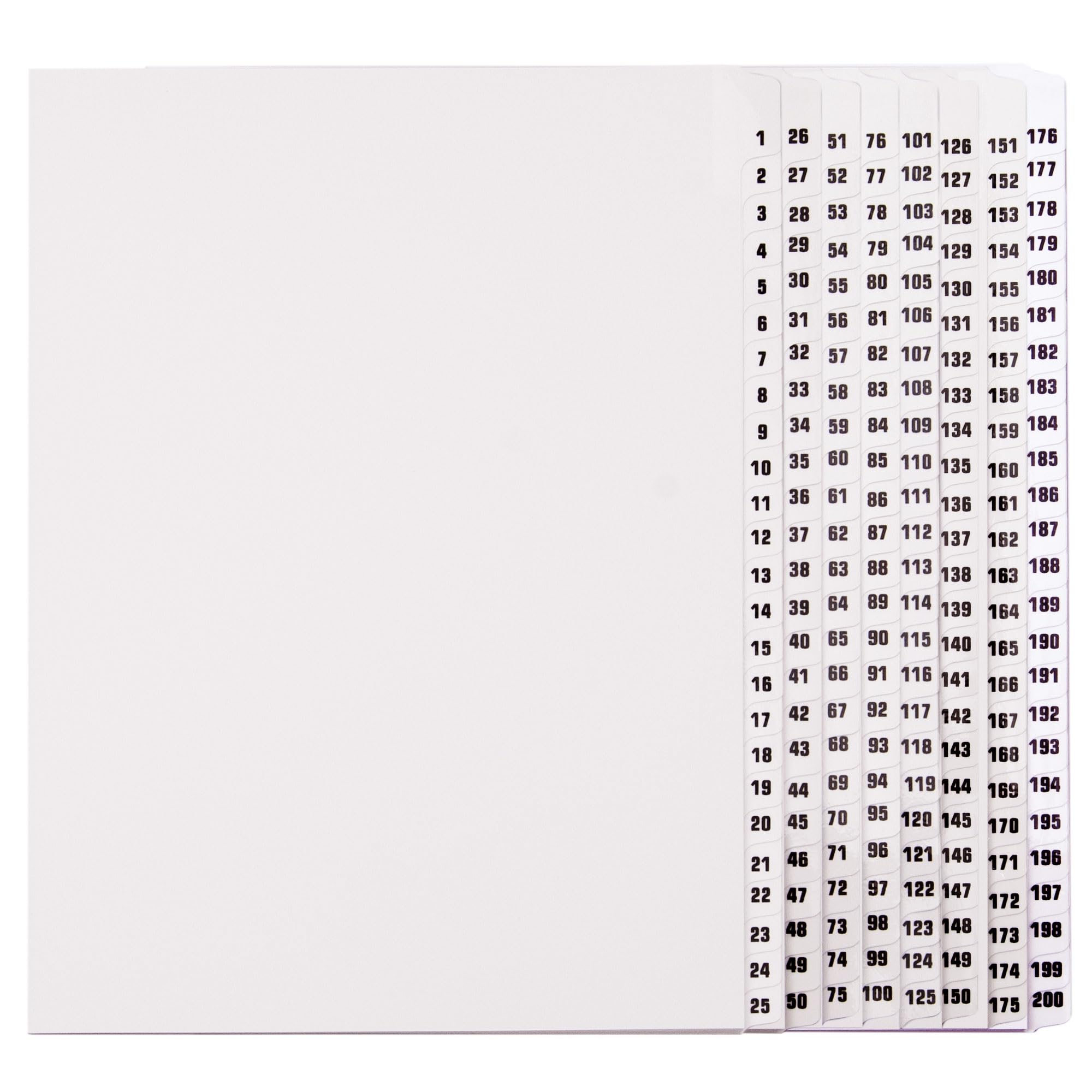 [2 Sets] A4 Numbered 1-200 Tab Dividers | A4 Subject Dividers 200 Part Card Folder Dividers