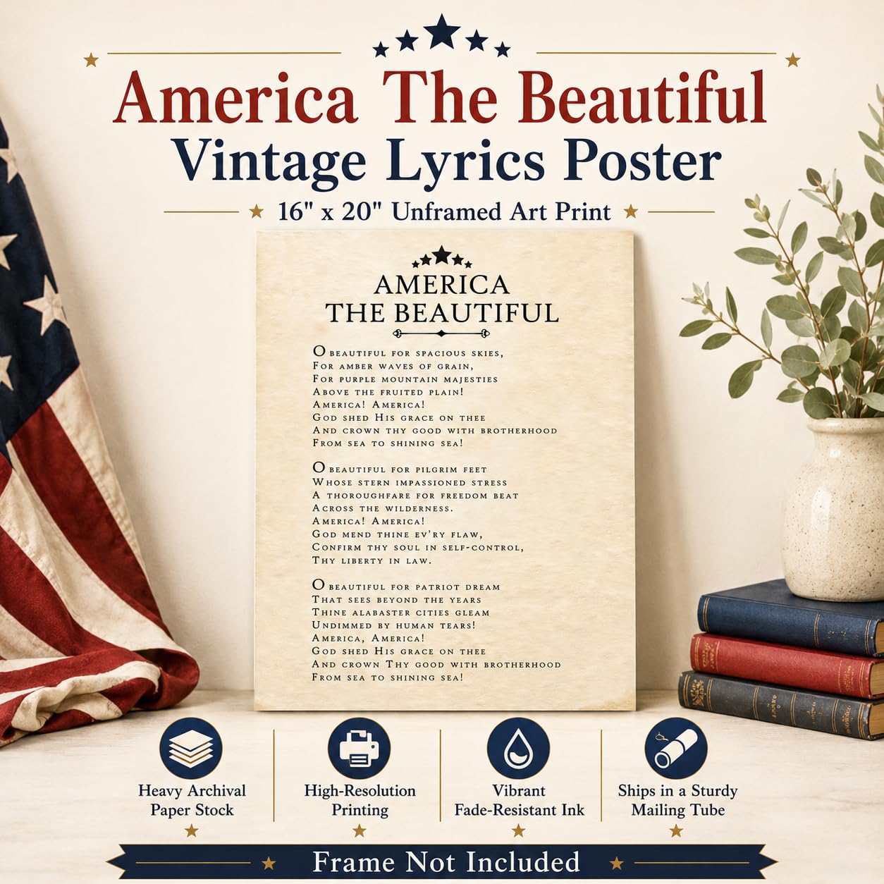 Amazon.com: America The Beautiful 16x20 Unframed Wall Art