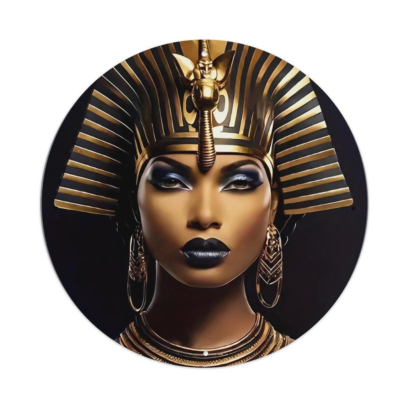Jdyansheng Vintage Egyptian Gold Headdress Pattern Print Tin Sign Metal Poster Metal Signs For Home Man Cave Bar Cafe Kitchen Laundry Room Wall Decorations 8X8 Inches