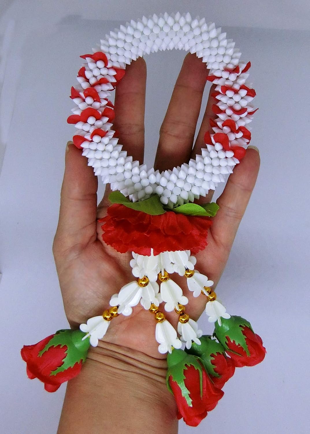 Thai Rose Jasmine Garland Fabric Flowers-Souvenir Plastic Flower Rose Handmade Dia 4”