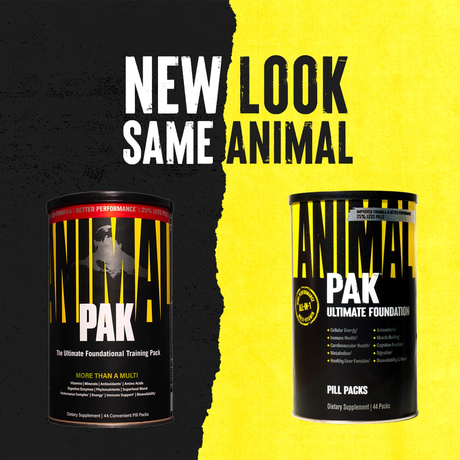 ANIMAL Pak Ultimate Foundation - 12-in-1 Multivitamin-Komplex mit Vitaminen, Mineralien & Aminosäuren - mit Vitamin D3 K2 & Magnesium - 44 Packungen mit je 8 Tabletten