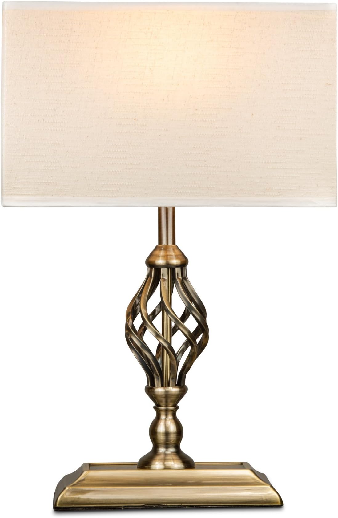 Lighting Supermarket Kingswood Barley Twist Rectangular Base Traditional Table Lamp - Antique Brass