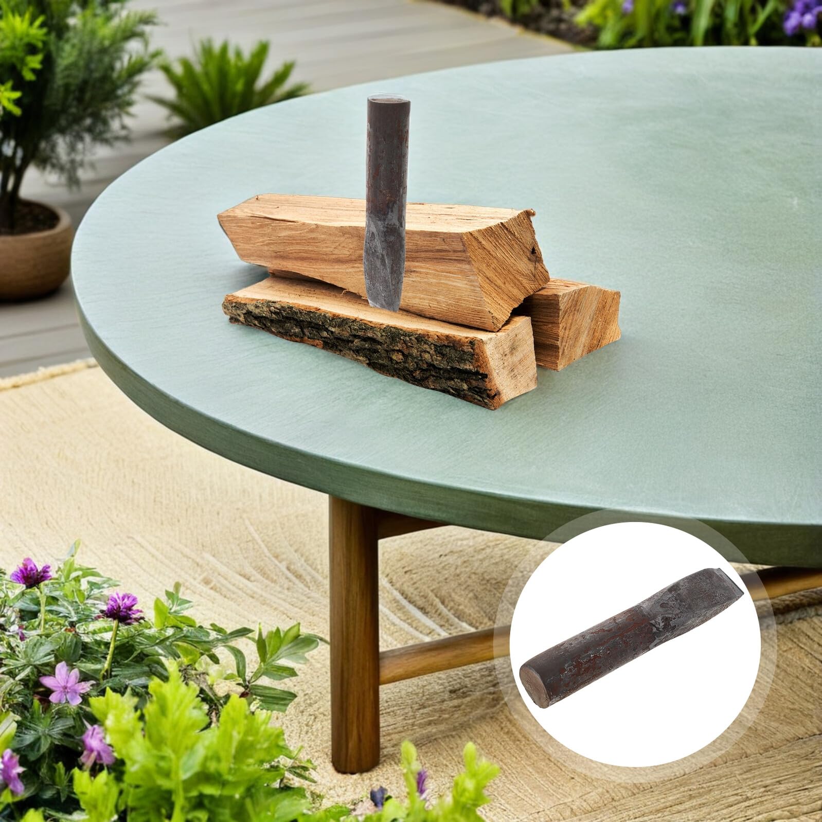 BESTonZON Cuneo Spaccalegna Manuale in Acciaio Forgiato Resistente, Piccolo Utensile Portatile Antiscivolo per Legna da Ardere, Uso Outdoor per Campeggio, Gestione Territorio e Caminetti