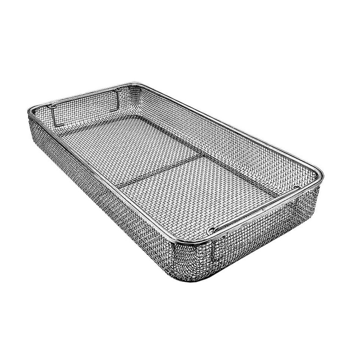 Medizinischer Desinfektions-Reinigungskorb aus Edelstahl 304, Ultraschall-Reinigungskorb für chirurgische Instrumente, Sterilisationstablett mit perforierten Netzkörben,25 * 20 * 7cm