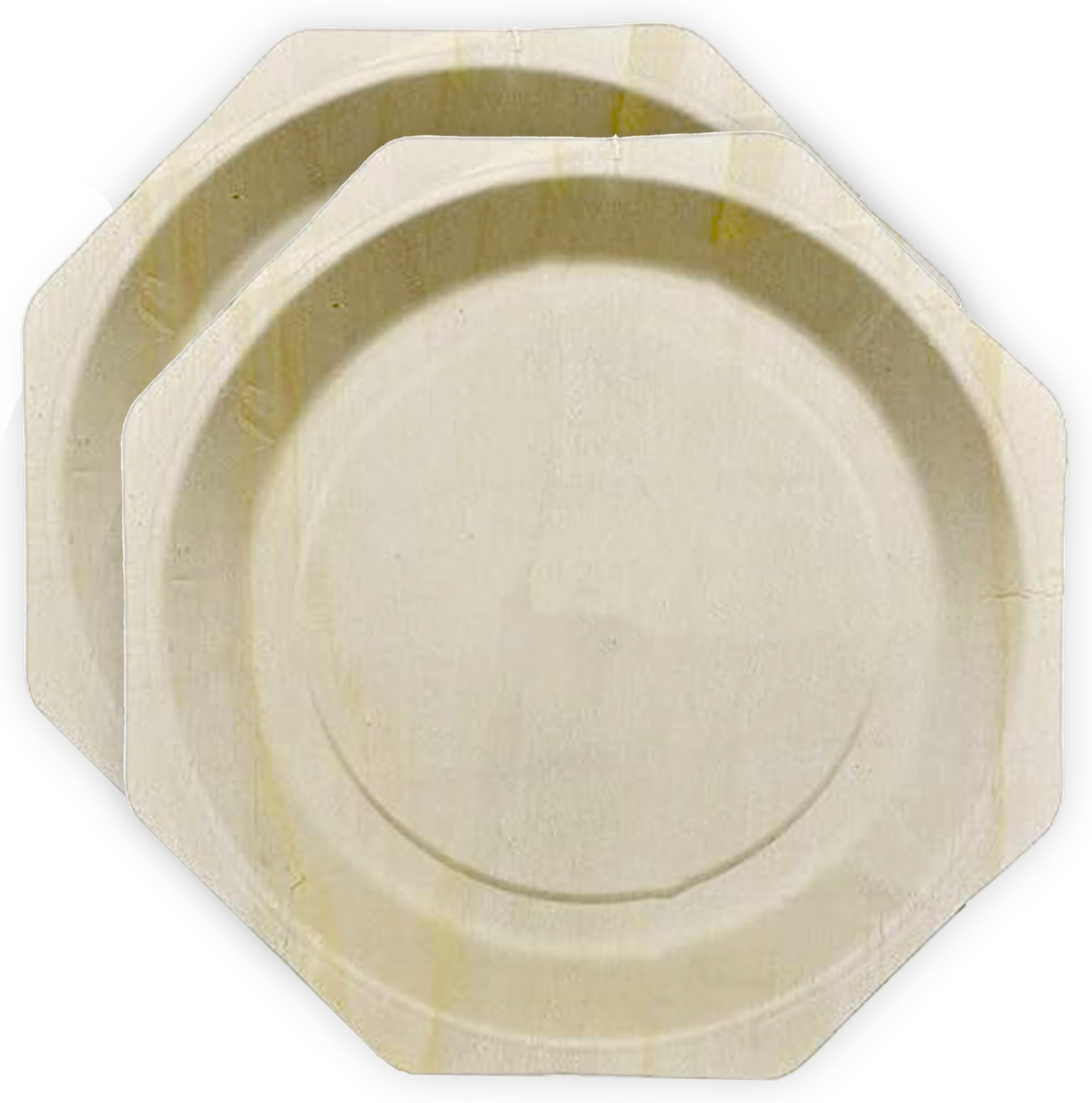 11" Octagon Shape Wooden Plates - Pack of 25ct, (PW-Plate 11-25), Beige