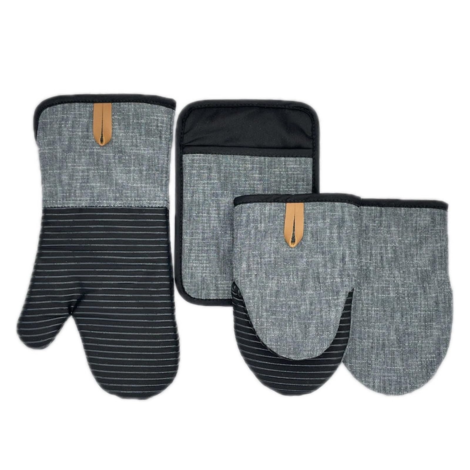 Mitaines de Four, Ensemble de Quatre pièces en Silicone, Gants antidérapants résistants à la Chaleur