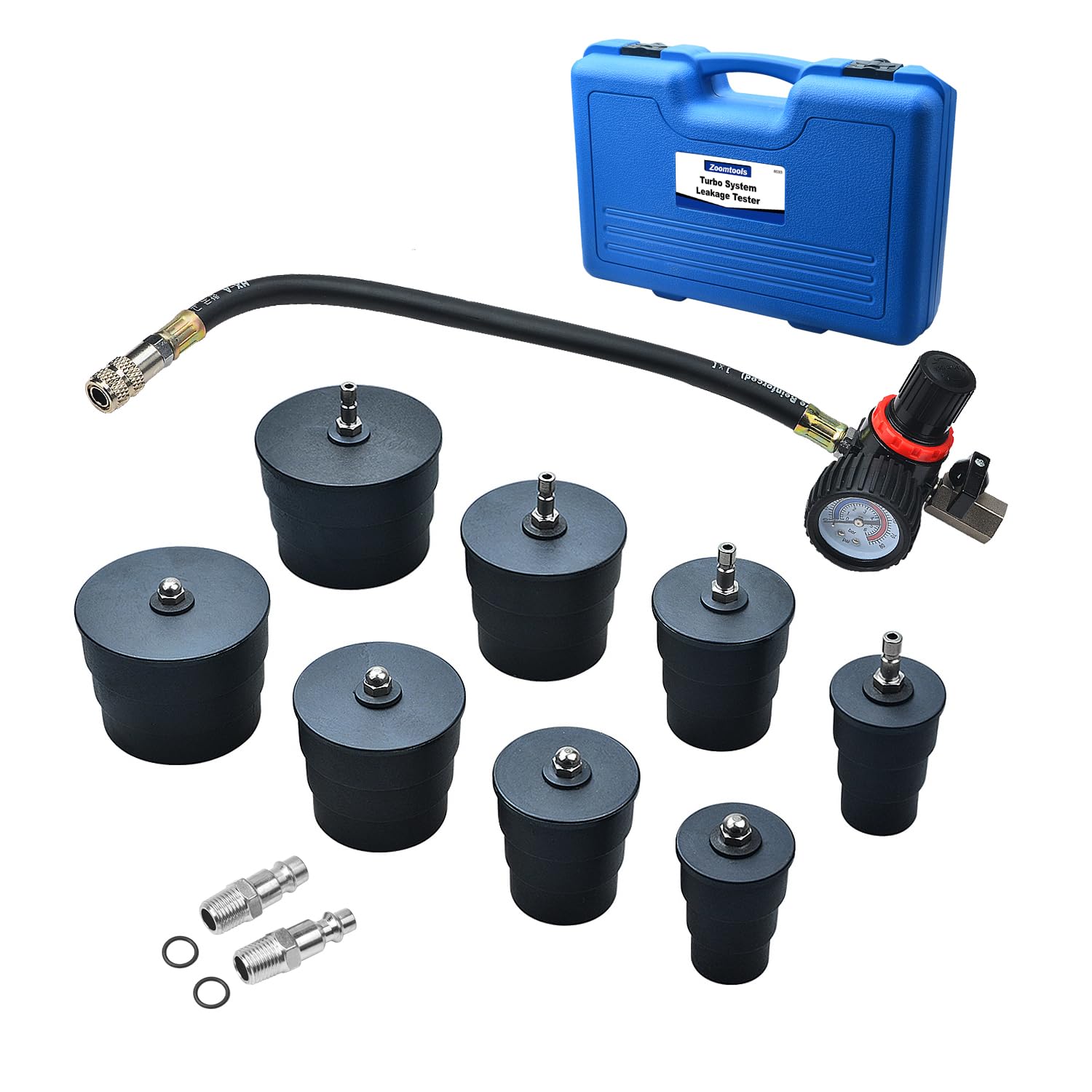 Turbocompressore Boost Tester strumenti, facile da usare 4 paia di adattatori Turbo System Leakage Tester strumenti per Cool System per tubi da 1,38-1,37 cm