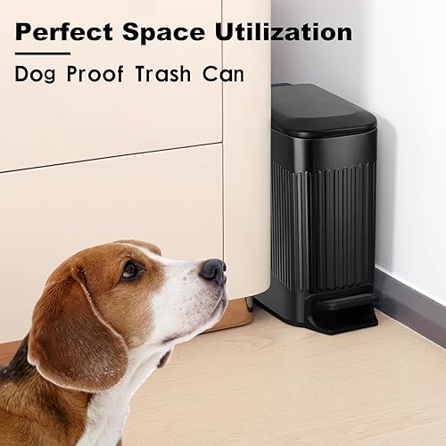 Miniatura 5 de Cubo de basura delgado para baño con tapa, cierre suave, cubo de basura de acero inoxidable de 6 litros1.6 galones con cubo interior extraíble,