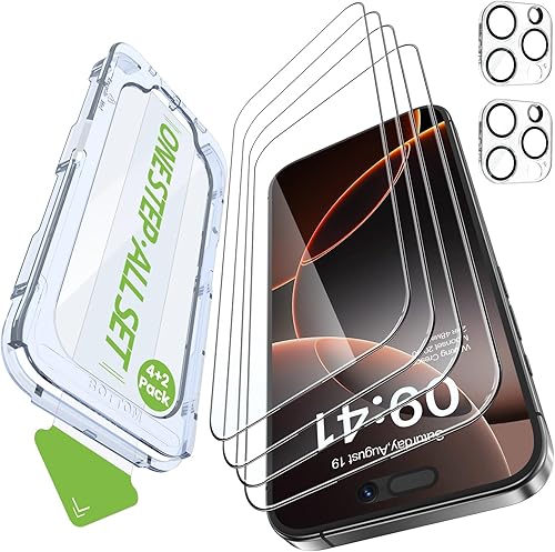 Miniatura 9 de iGluz Paquete de 4+2 protectores de pantalla de privacidad para iPhone 15 Pro Max con protector de lente de cámara de 6.7 pulgadas, 9H + vidrio