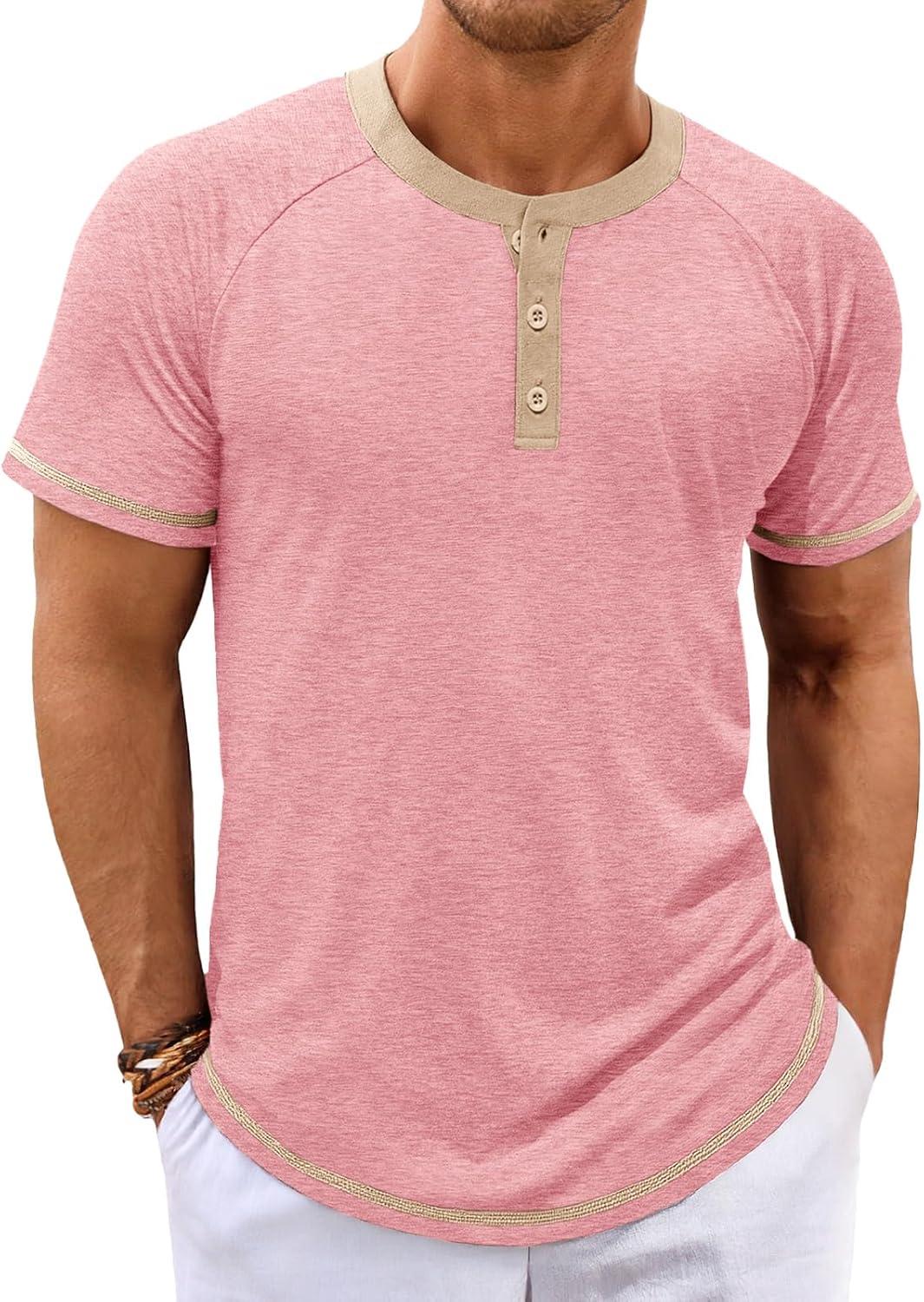 Makkrom Mens Henley Shirts Short Sleeve Casual Summer...