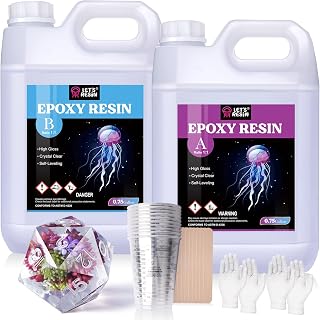LET'S RESIN Resin Epoxy Kit, 1.5 Gallon Bubble Free & Crystal Clear Epoxy Art Supplies with Measuring Cups,Stir Stick,Gloves,Resin and Hardener for Mold Casting,Jewelry,Craft
