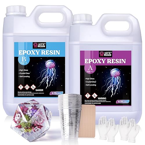LETS RESIN Resin Epoxy Kit 15 Gallon Bubble Free Crystal Clear Epoxy Resin Supplies with Measuring CupsStir StickGlovesResin and Hardener for Mold
