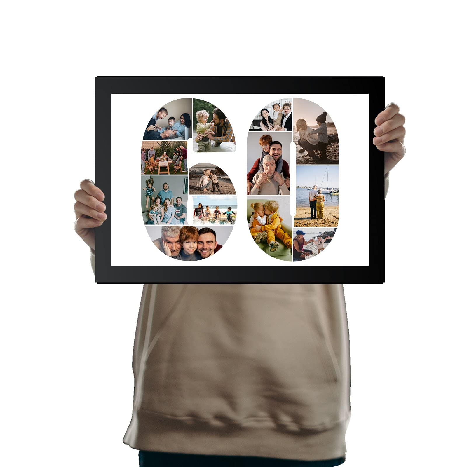 You Personalise 60th Birthday Personalised Photo Collage Framed Black A4