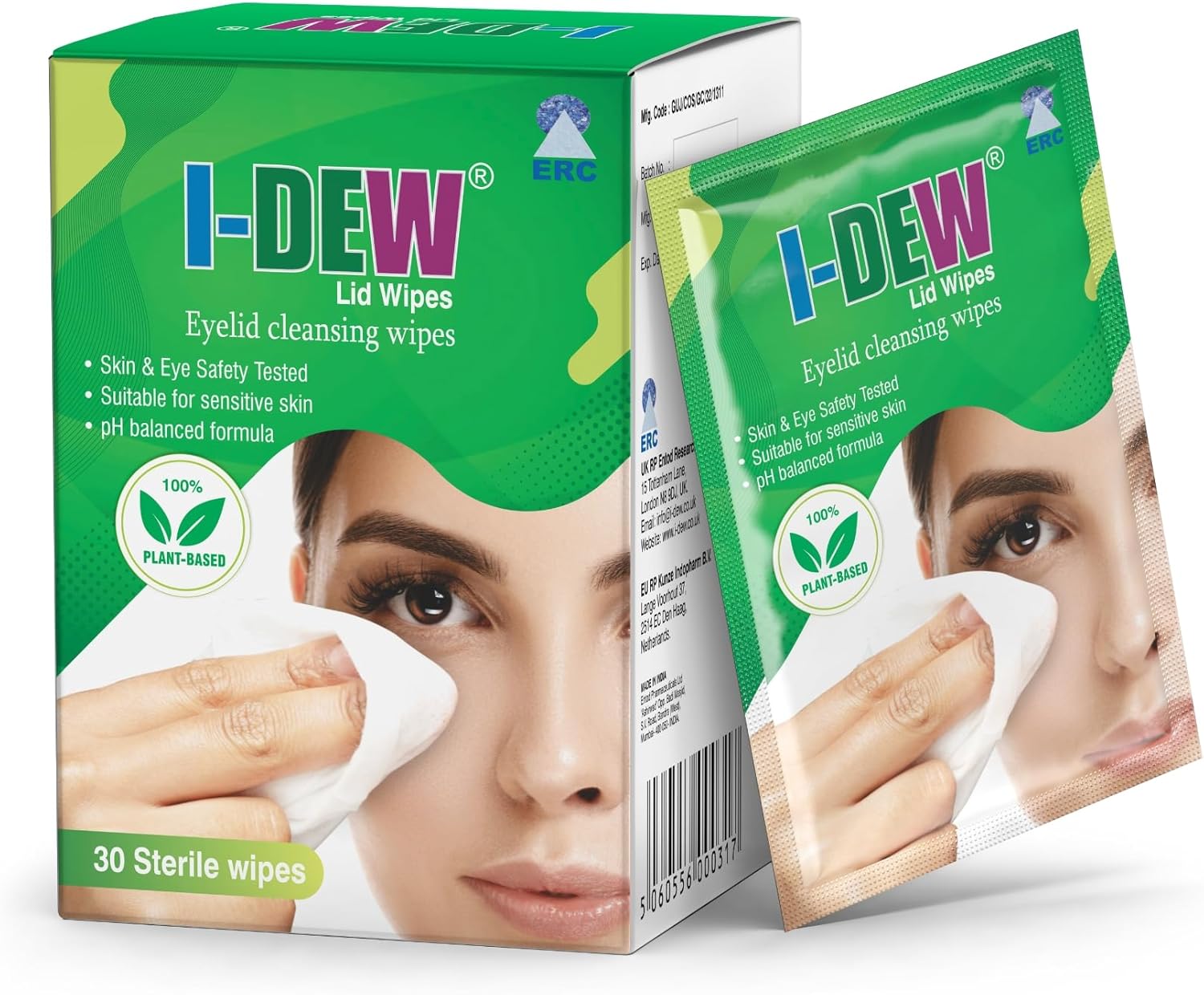 I-Dew Eyelid Cleansing Lid Wipes, Daily Hygiene of Eyelids and Eyelashes, Plant Based Formula, Removes Eye Make Up, Leaves Skin Feeling Refreshed, Suitable for Sensitive Skin, 30 Wipes Per Pack