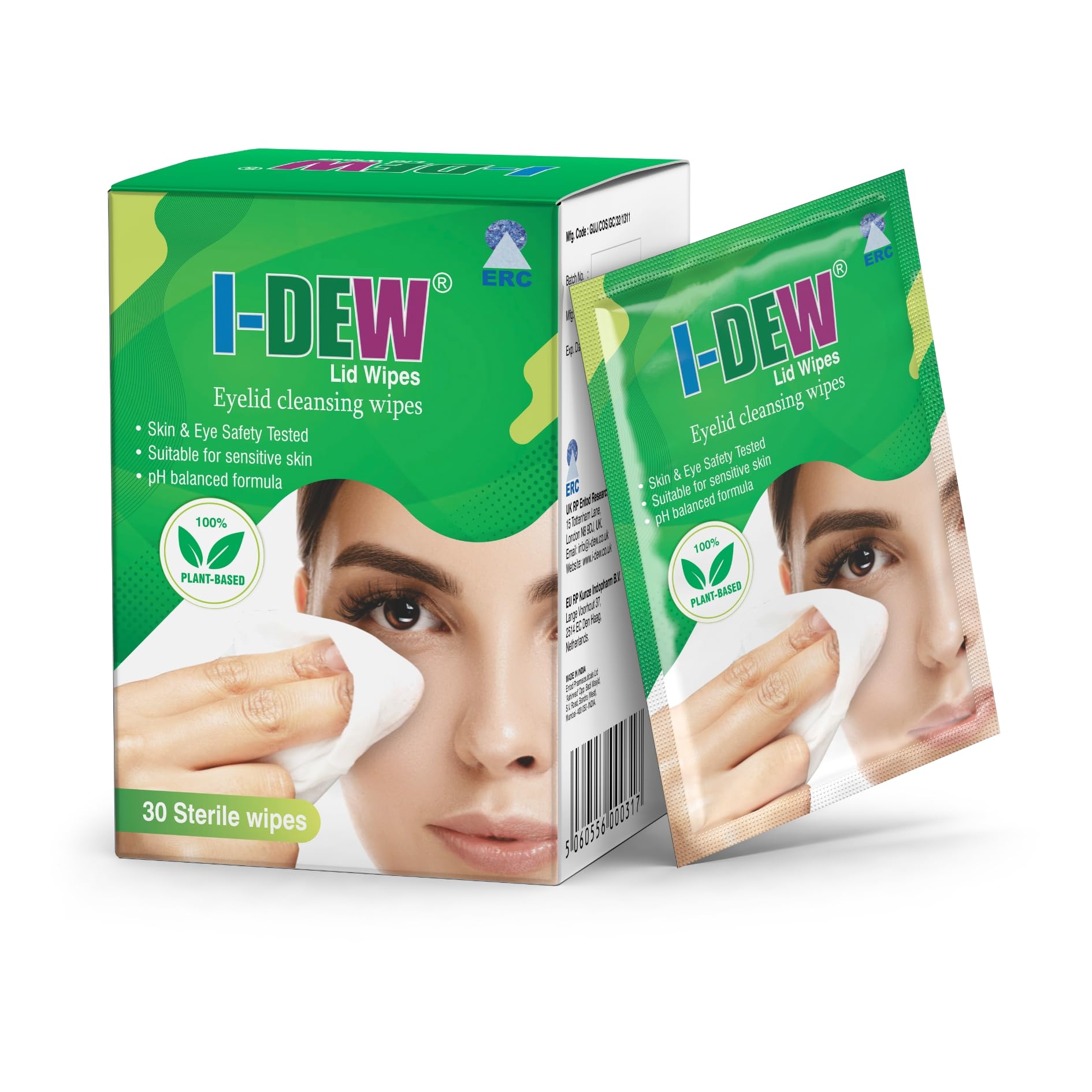 I-Dew Eyelid Cleansing Lid Wipes, Daily Hygiene of Eyelids and Eyelashes, Plant Based Formula, Removes Eye Make Up, Leaves Skin Feeling Refreshed, Suitable for Sensitive Skin, 30 Wipes Per Pack