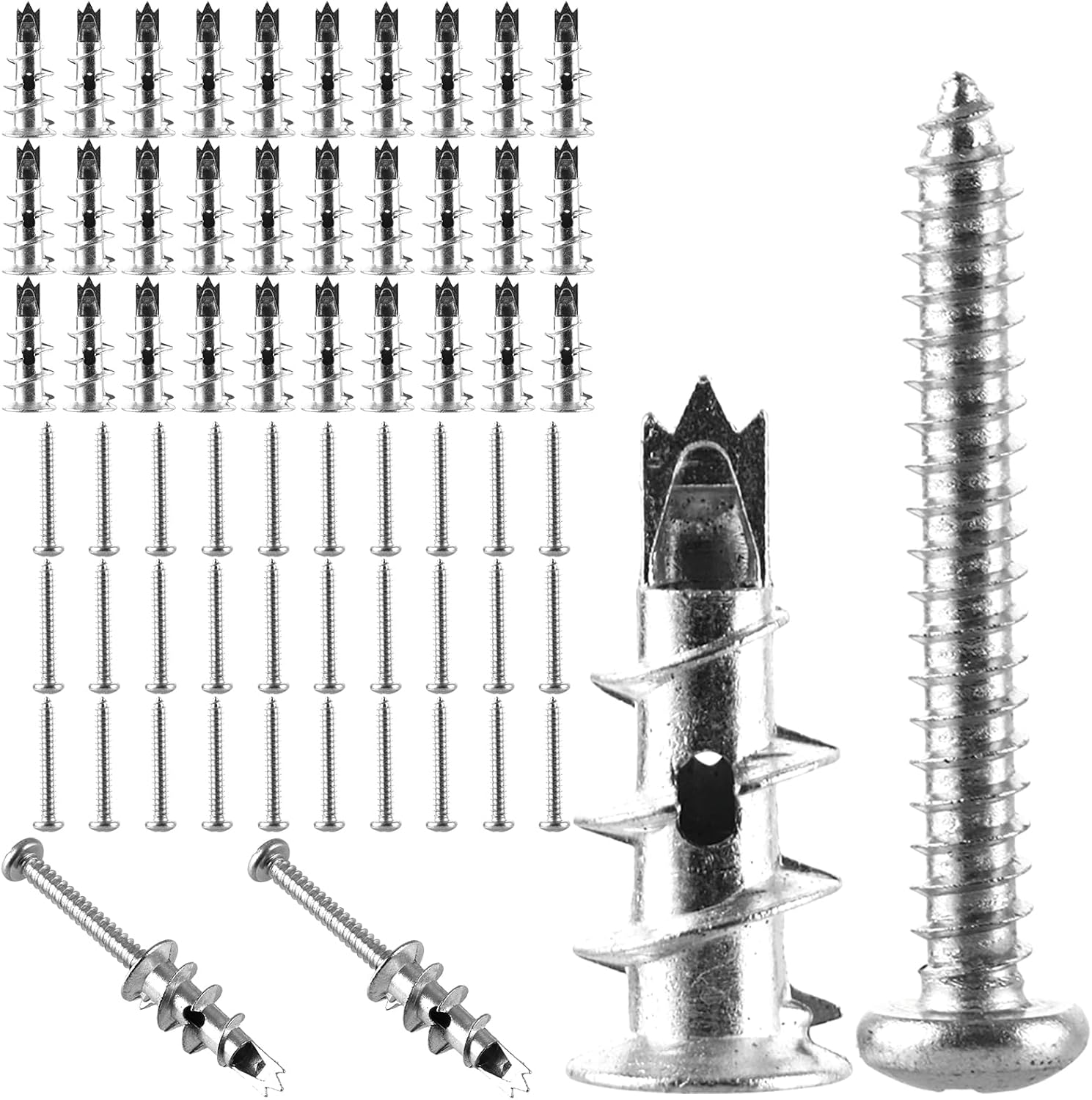 Pack of 120 Plasterboard Dowels, Self-Drilling Plasterboard Dowels, Metal with Screws, Rigypsum Cavity Dowels, Metal Plasterboard Dowels for Attaching to Concrete, Bricks, Plasterboard Panels