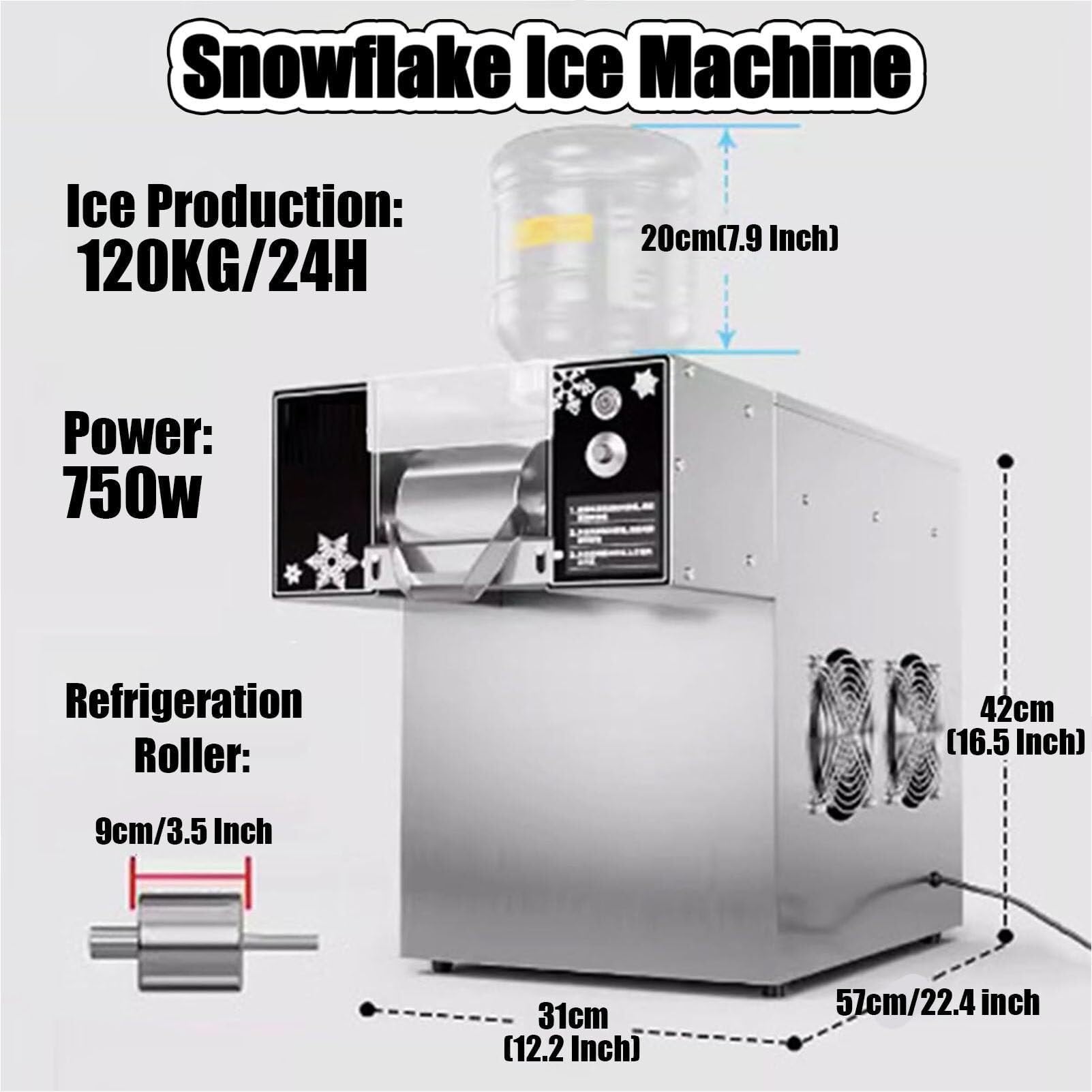 Genérico Máquina eléctrica para Hacer Hielo raspado y granizados, Batidos y postres Helados: Ideal para Uso doméstico, Fiestas y diversión veraniega (120 kg).