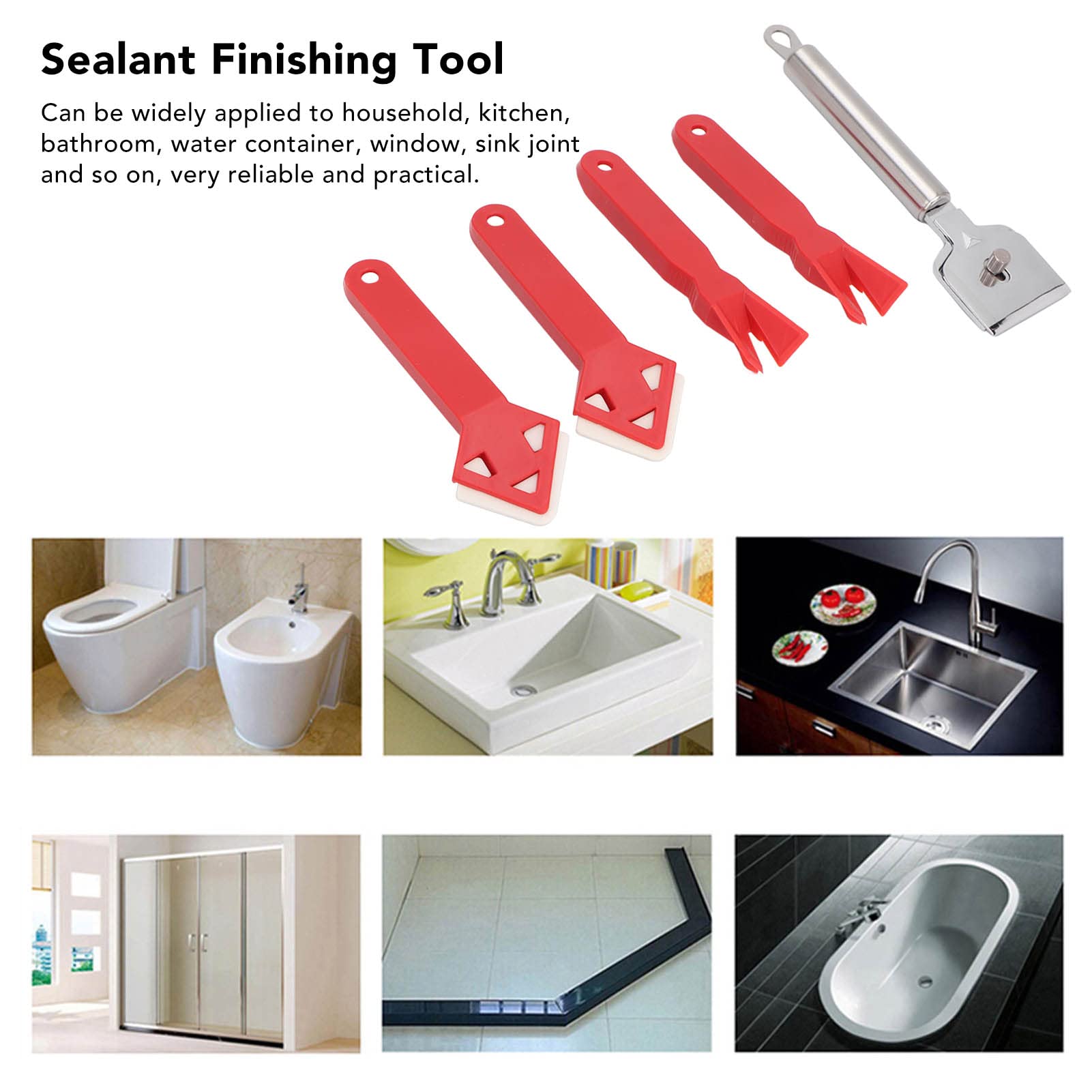 Caulking Tool 5Pcs Reusable Caulking Tool Sealant Caulk Grout Remover Scraper Set Kit for Repair Cleaning Great Tools for Kitchen Bathroom Window