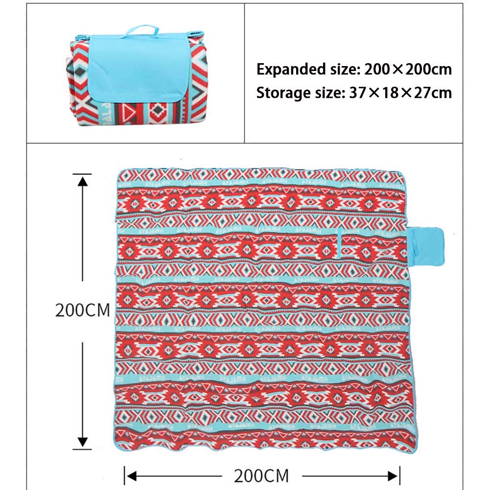 GUSUWU Couverture de Pique-Nique Tapis de Plage Imperméable 200 × 300cm, Tapis de Pique-Nique Léger et Lavable à Carreaux avec Poignée,Convient pour la Randonnée Voyage Camping en Plein Air,Parc