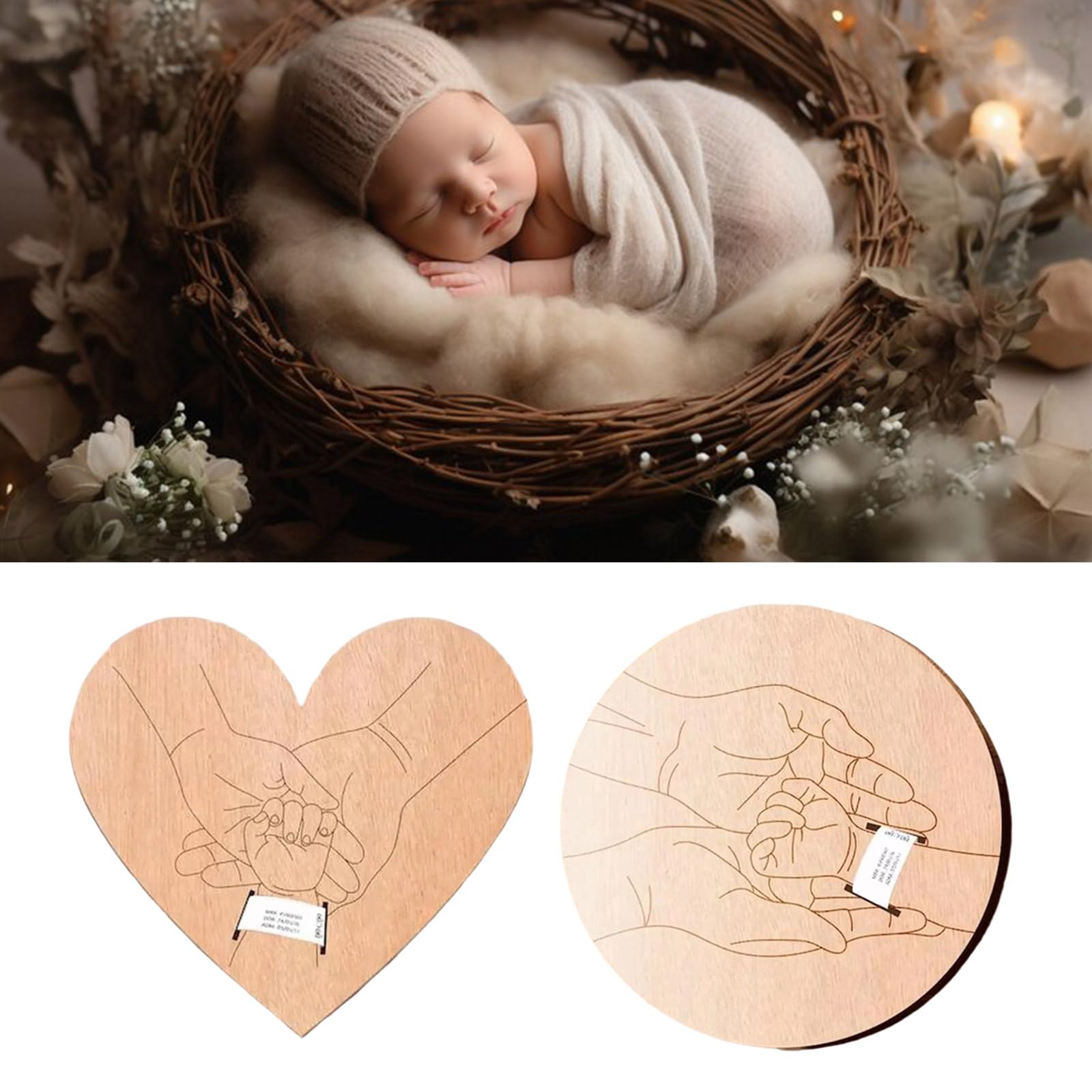 Bracelet en bois pour nouveau-né - Cadeau de fête prénatale - Souvenir et bracelet photo - Montrer la naissance de bébé - Magie en bois