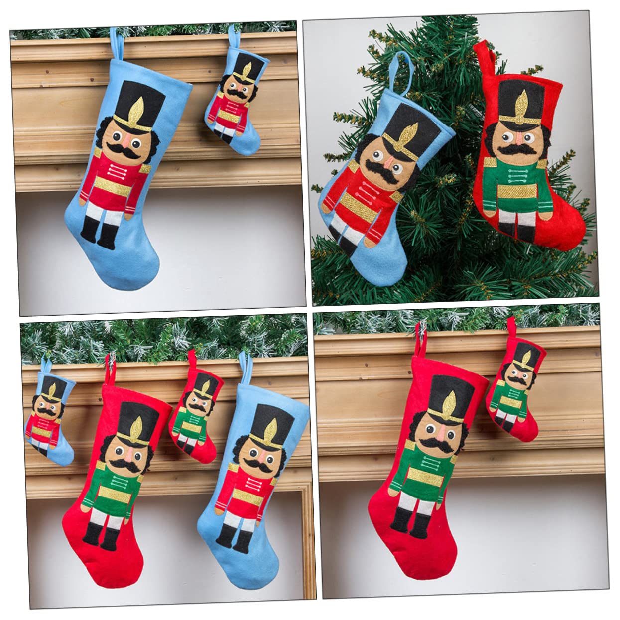 4 Stück Soldat Weihnachtsstrumpf Weihnachtsbaum hängende Strümpfe Dekoration für Weihnachtsfeiern Weihnachtsdekorationen Weihnachtssocken Christbaumschmuck Baum Anhänger