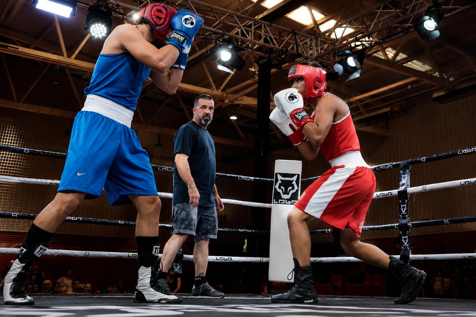 Guantes de Boxeo First Round White & Red, 14 Onzas