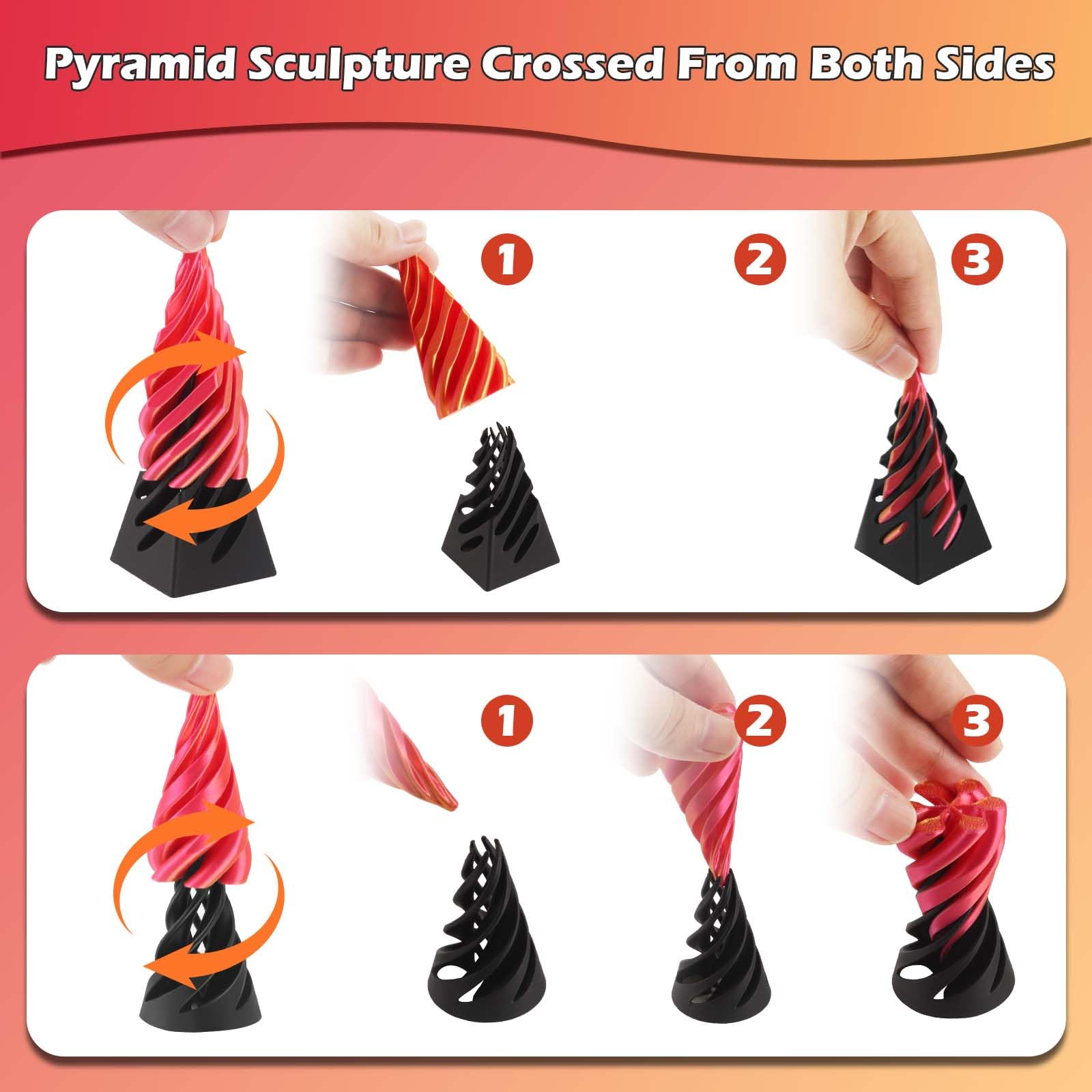 2 Stück Impossible Cone Pyramid Spielzeug | Anti-Stress Fidget Toy Mit Spiraleffekt | Desktop Deko Für Kinder & Erwachsene