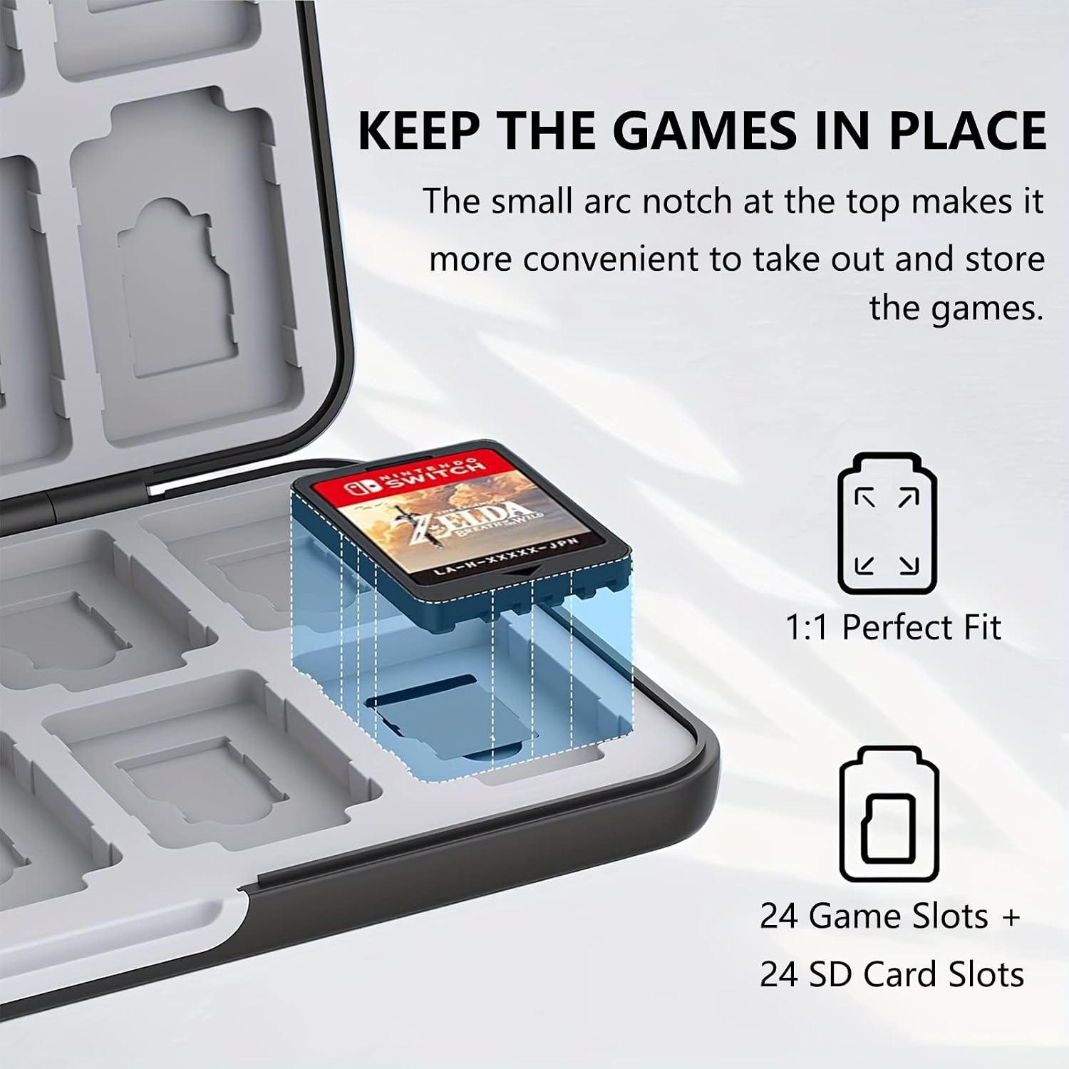 Emvaoal Game Card Case Compatible with Nintendo Switch, Hard Shell Protective 24 Slots Card & 24 Slots Micro SD Card Storage Holder Box, Compact & Portable Switch Game Cartridge Case Box (Black-Pink) image 4