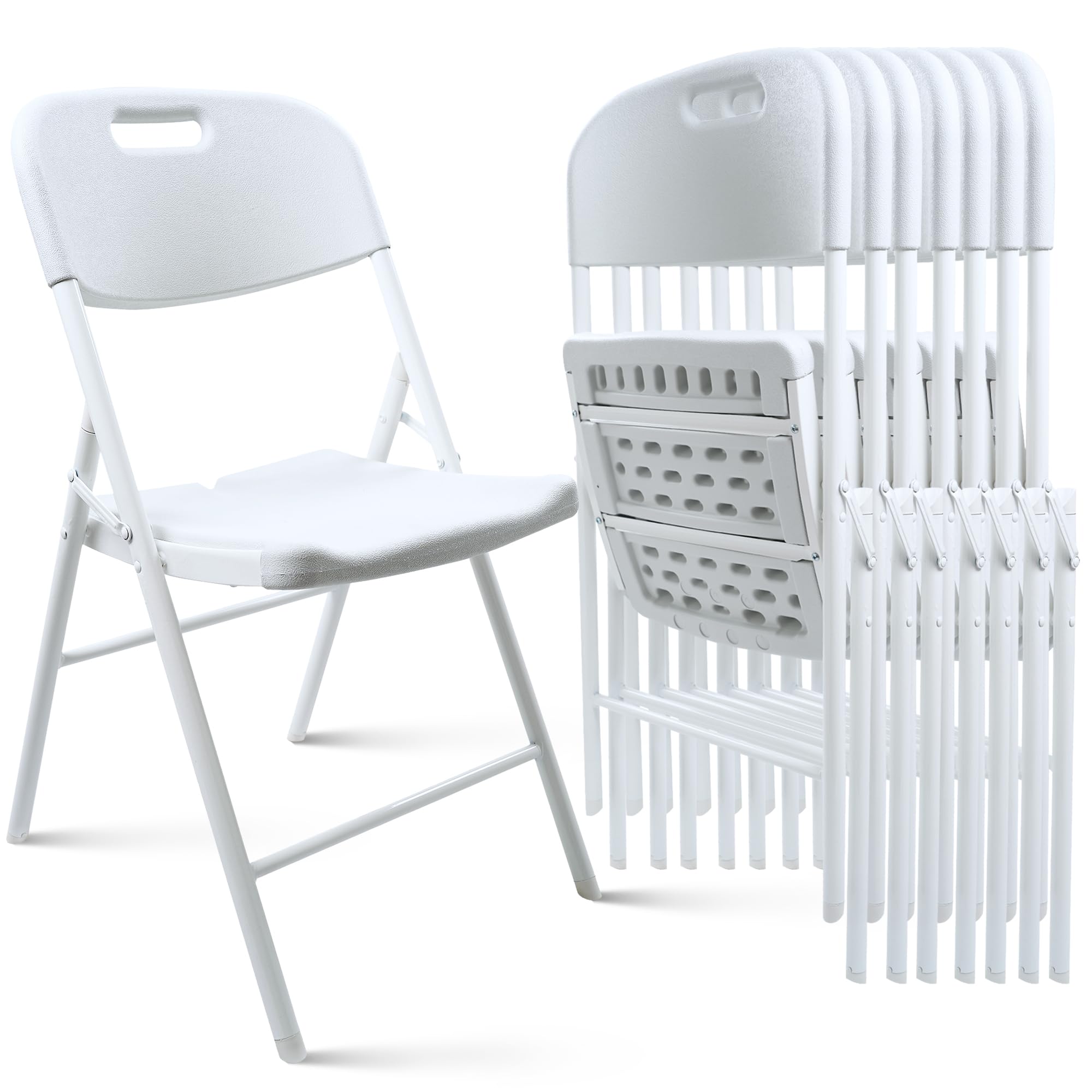 aoole 8 Pack Folding Chair, 600 lb Weight Capacity,Indoor/Outdoor Heavy Duty Foldable Chairs for Restaurants, Kitchens, Picnics, Races, Parties &
