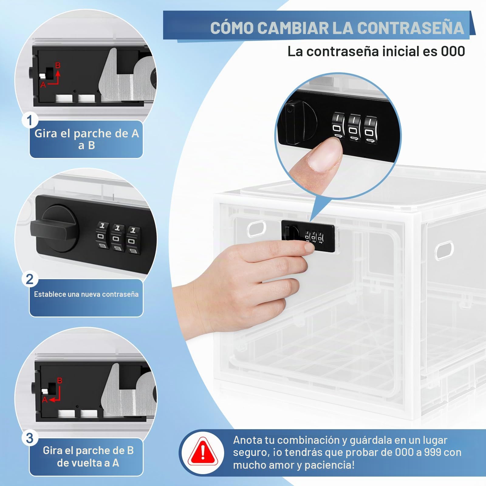 Gemaxvoled Caja de Seguridad con Candado de Combinación – Caja Transparente para Medicamentos, Teléfono & Snacks – Material sin BPA, 12,6 Litros, Apilable y Ventilada