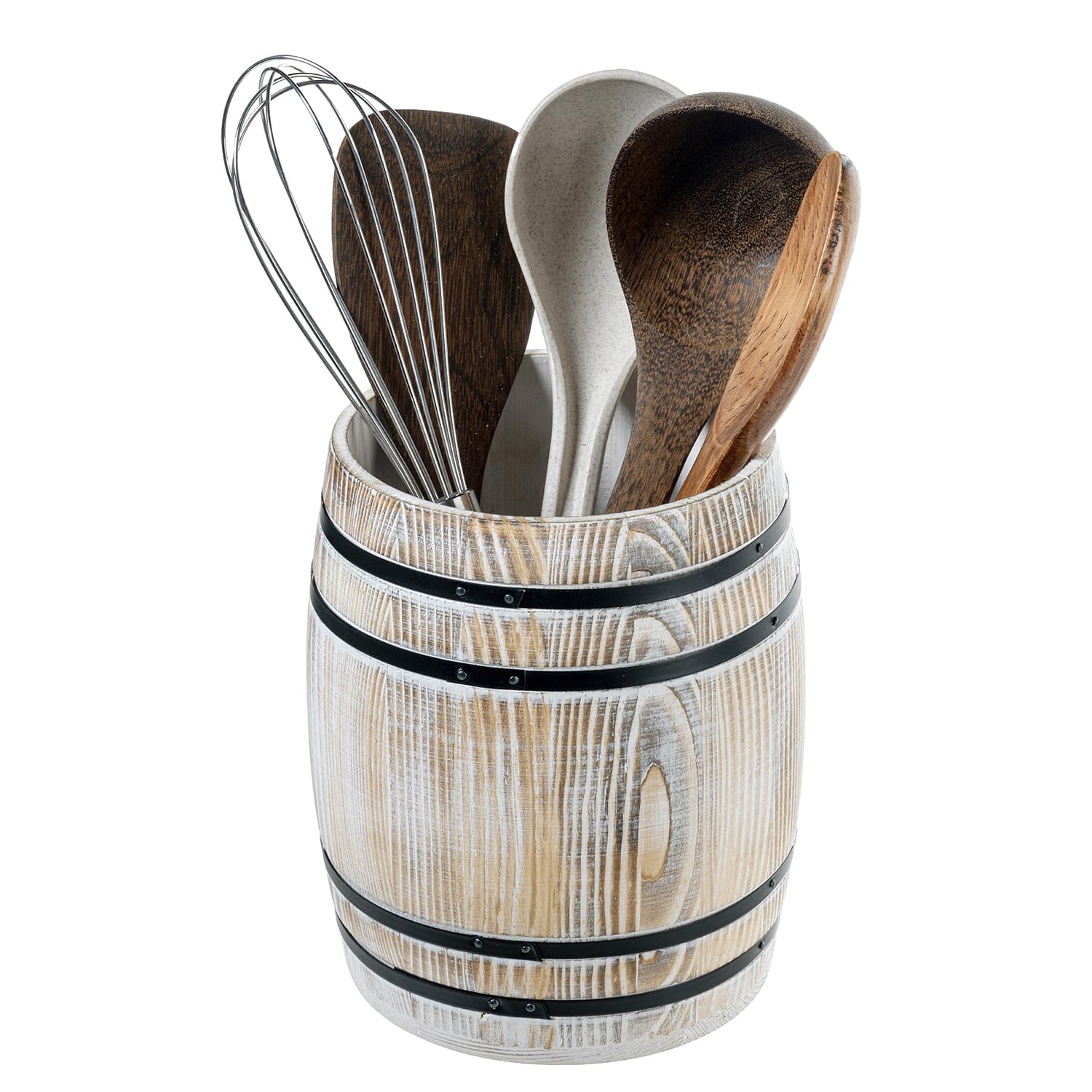 Snapklik.com : MyGift Wine Barrel Design Kitchen Utensil Holder Crock