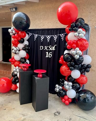 Miniatura 9 de Cortina de fondo negra 2 paneles de 5 pies x 10 pies - Cortina de fondo de fotos de poliéster para escenario de boda, fiesta de cumpleaños,