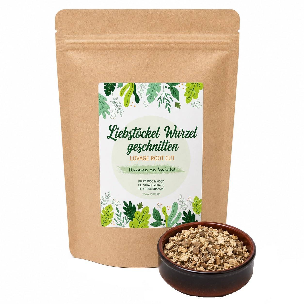 IGART FOOD & WOOD Raíz de Levístico Cortada Seca Levisticum Officinale Especia Tradicional de Polonia para Sopas y Salsas Envío en Bolsa Hermética (5kg)